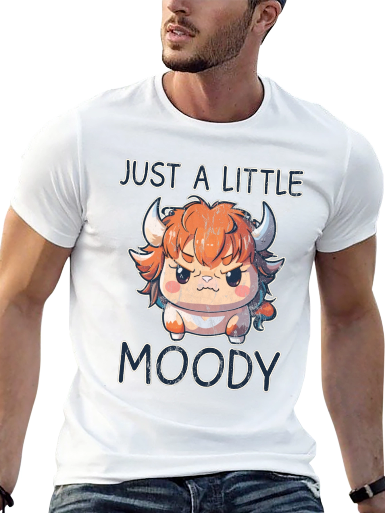 Just A Little Moody Bull Graphic T-Shirt