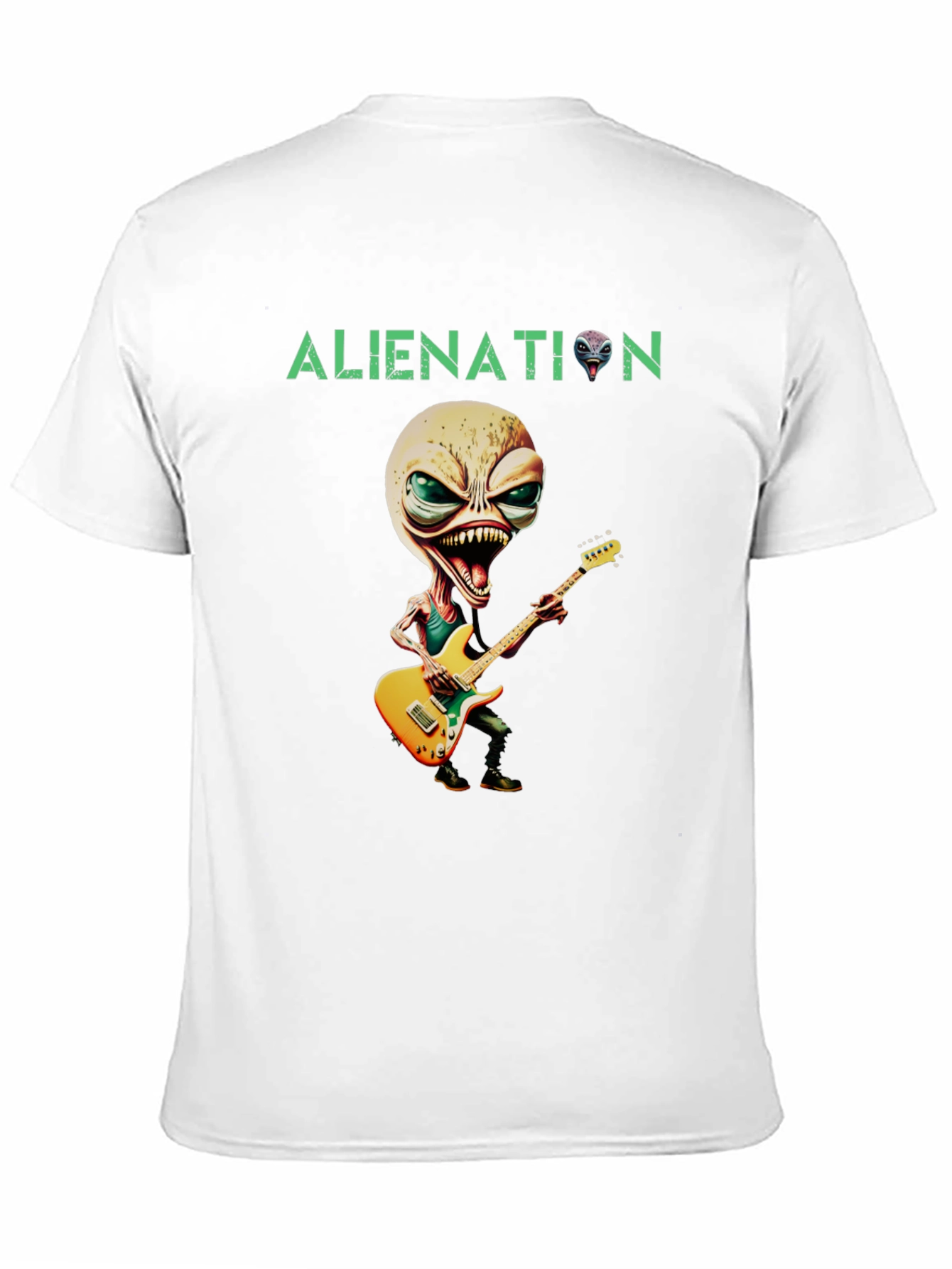 Alienation T-Shirt: Rockin Alien Guitarist Graphic Tee
