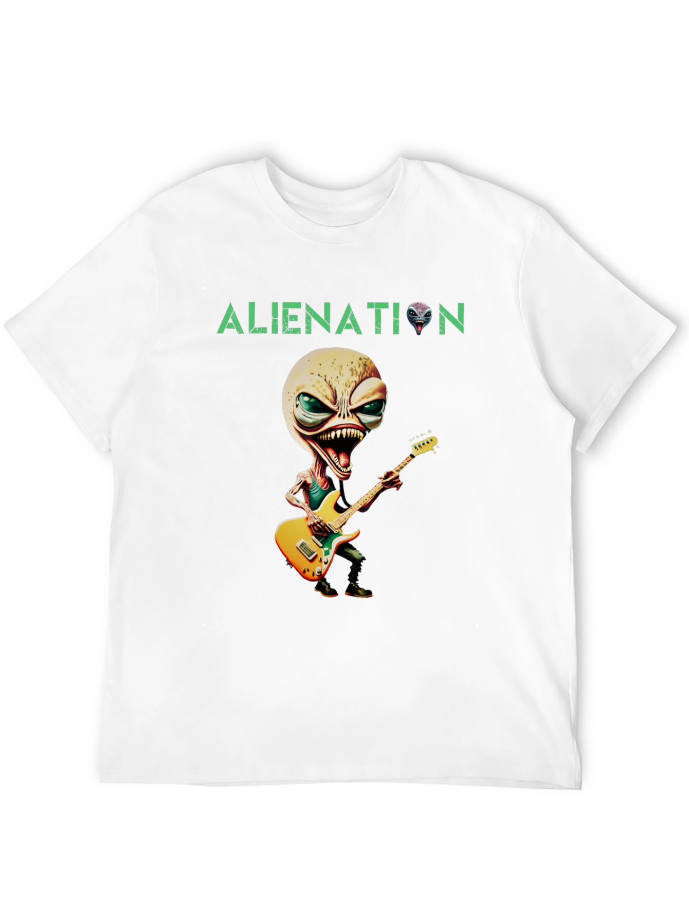 Alienation T-Shirt: Rockin Alien Guitarist Graphic Tee