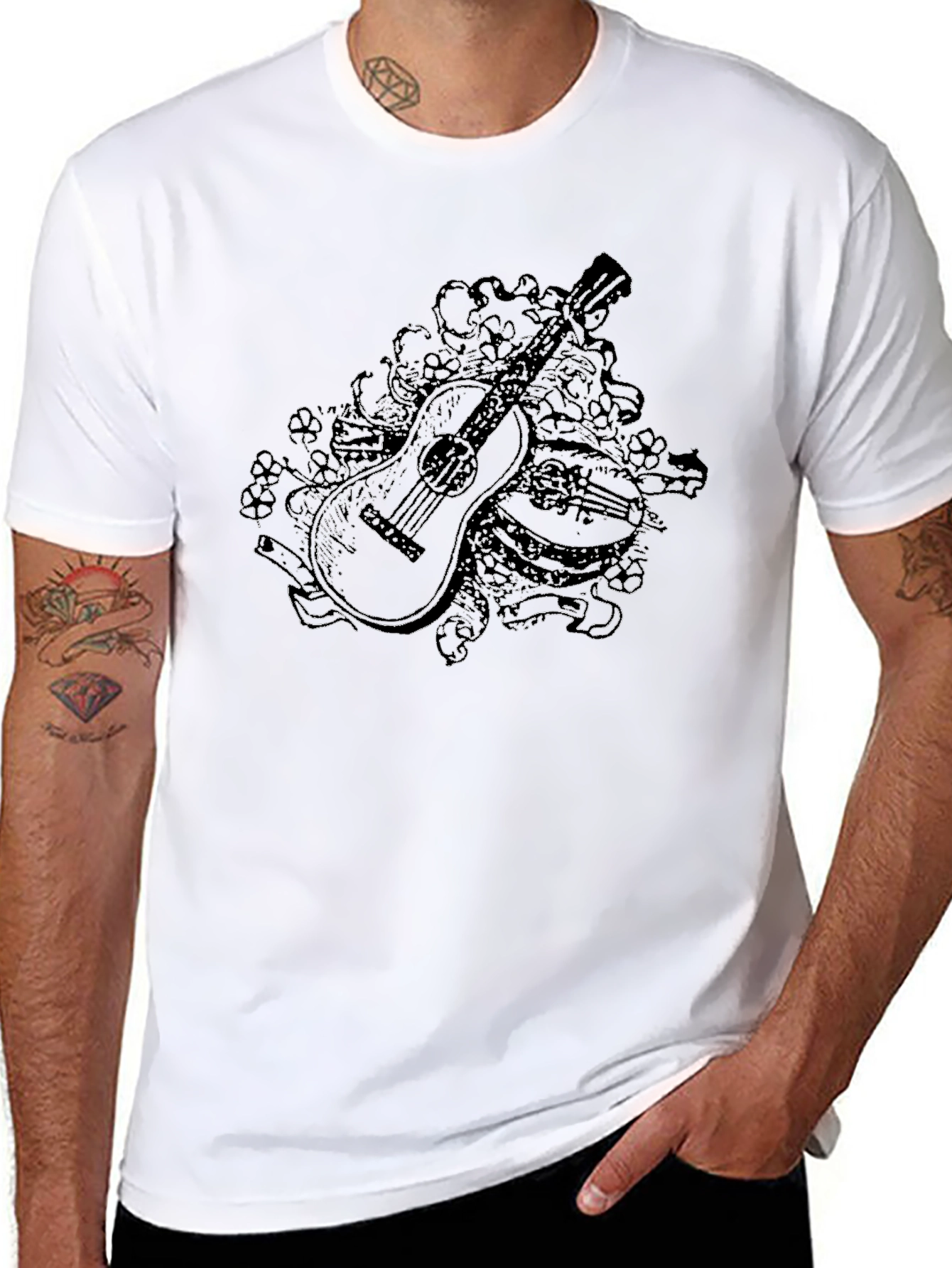 Guitar Graphic Black T-Shirt