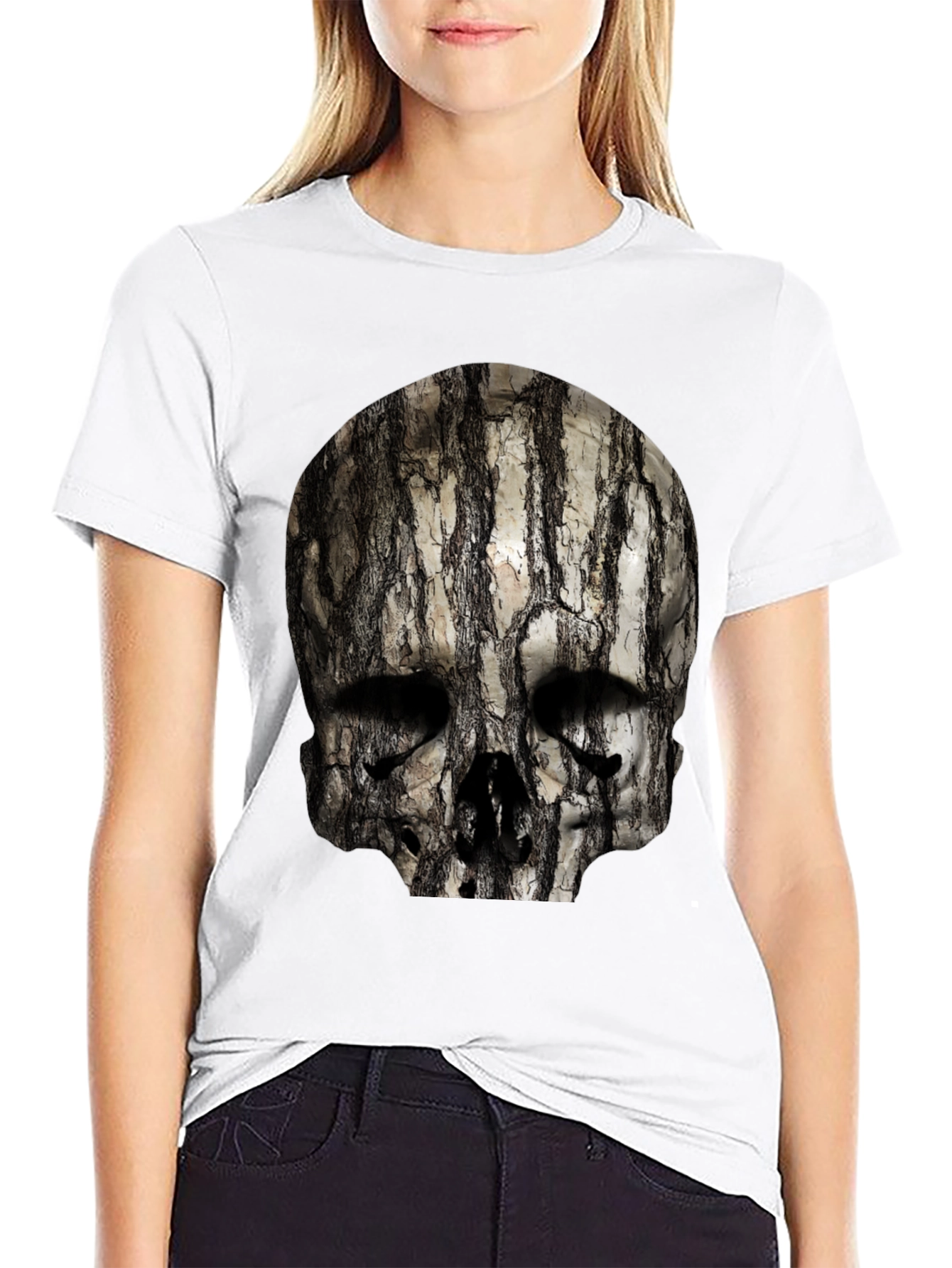 Skull Tree Bark Graphic T-Shirt - Unique Design