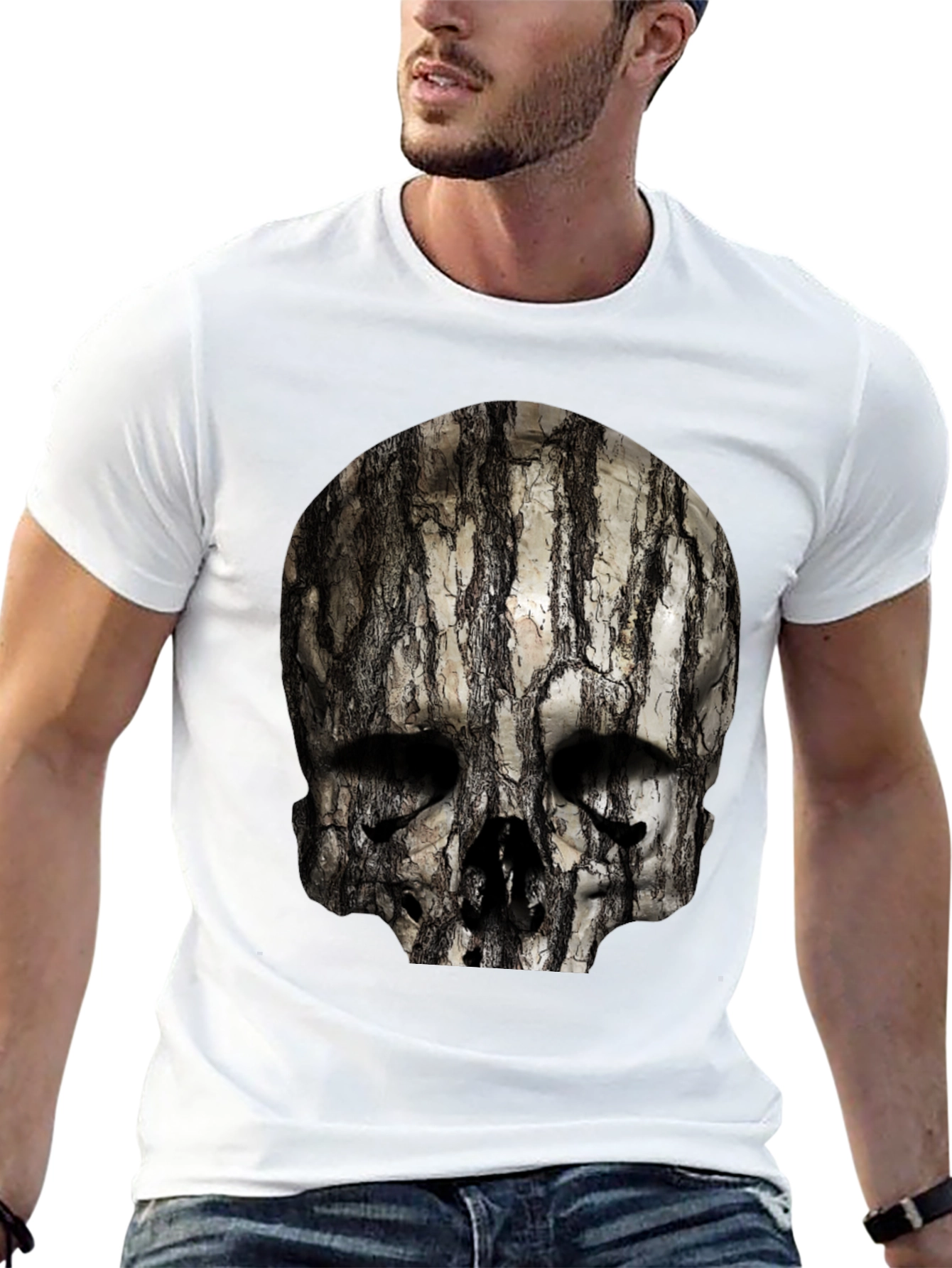 Skull Tree Bark Graphic T-Shirt - Unique Design