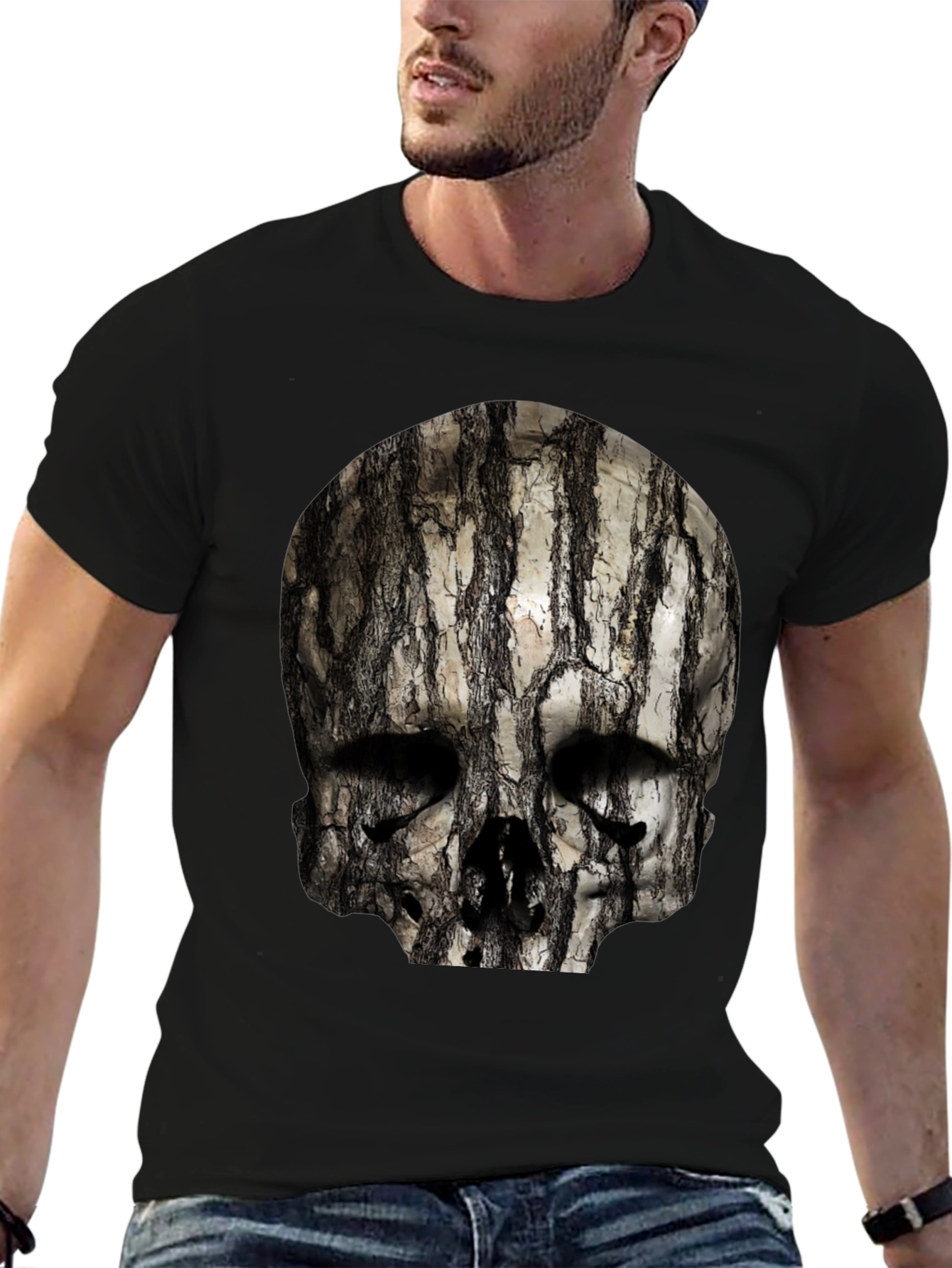 Skull Tree Bark Graphic T-Shirt - Unique Design