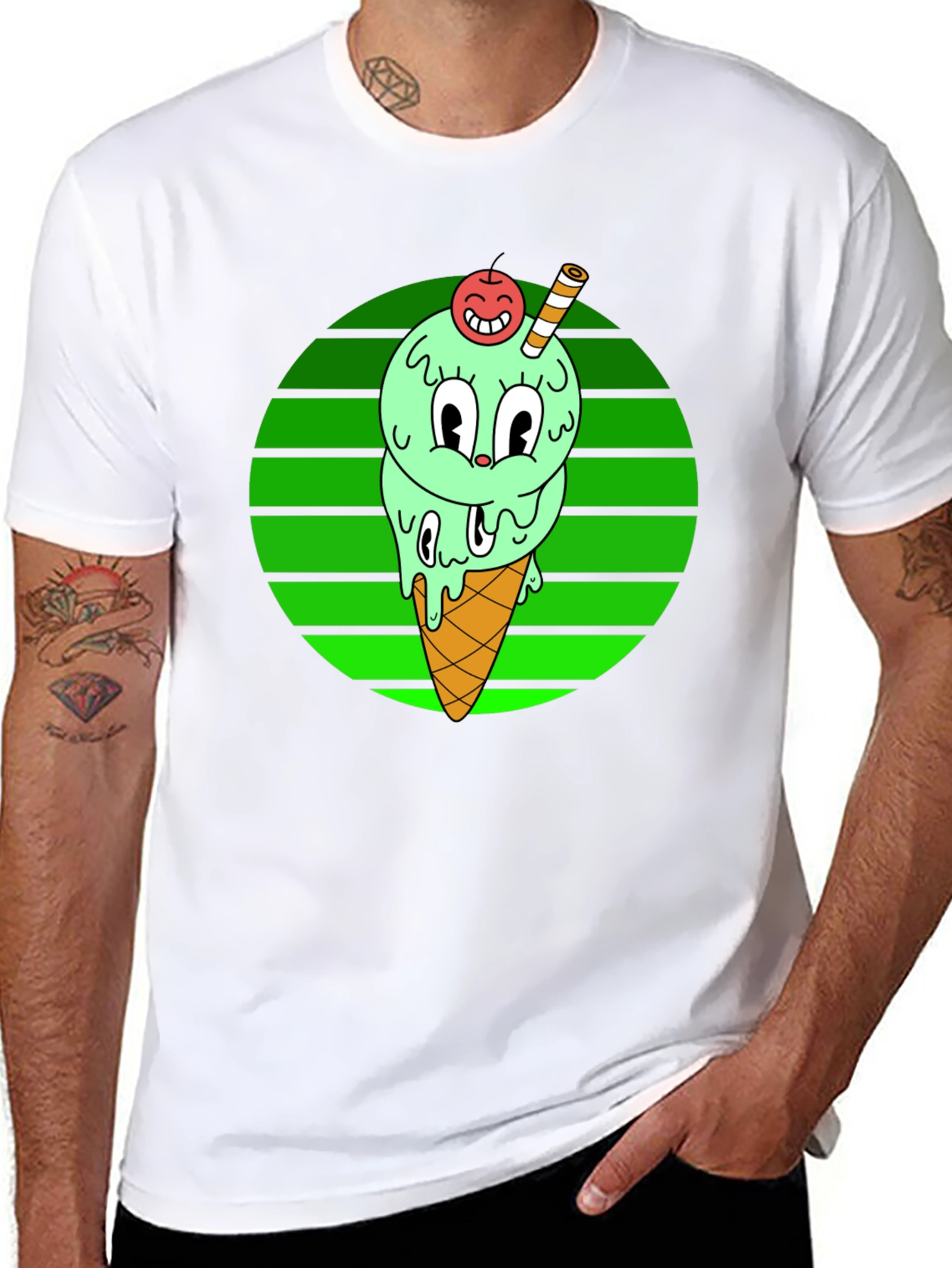 Cartoon Ice Cream T-Shirt - Fun Graphic Tee
