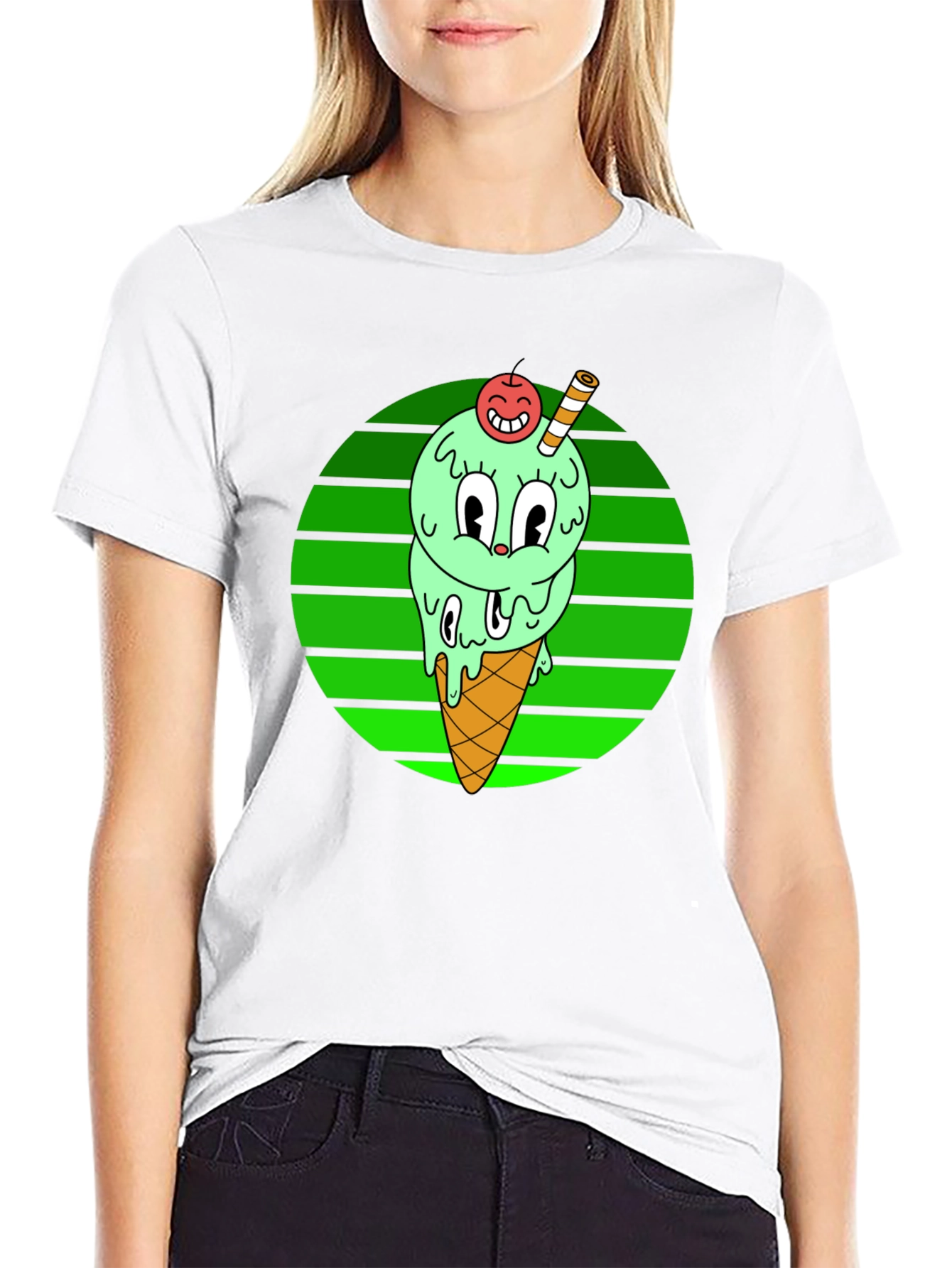 Cartoon Ice Cream T-Shirt - Fun Graphic Tee