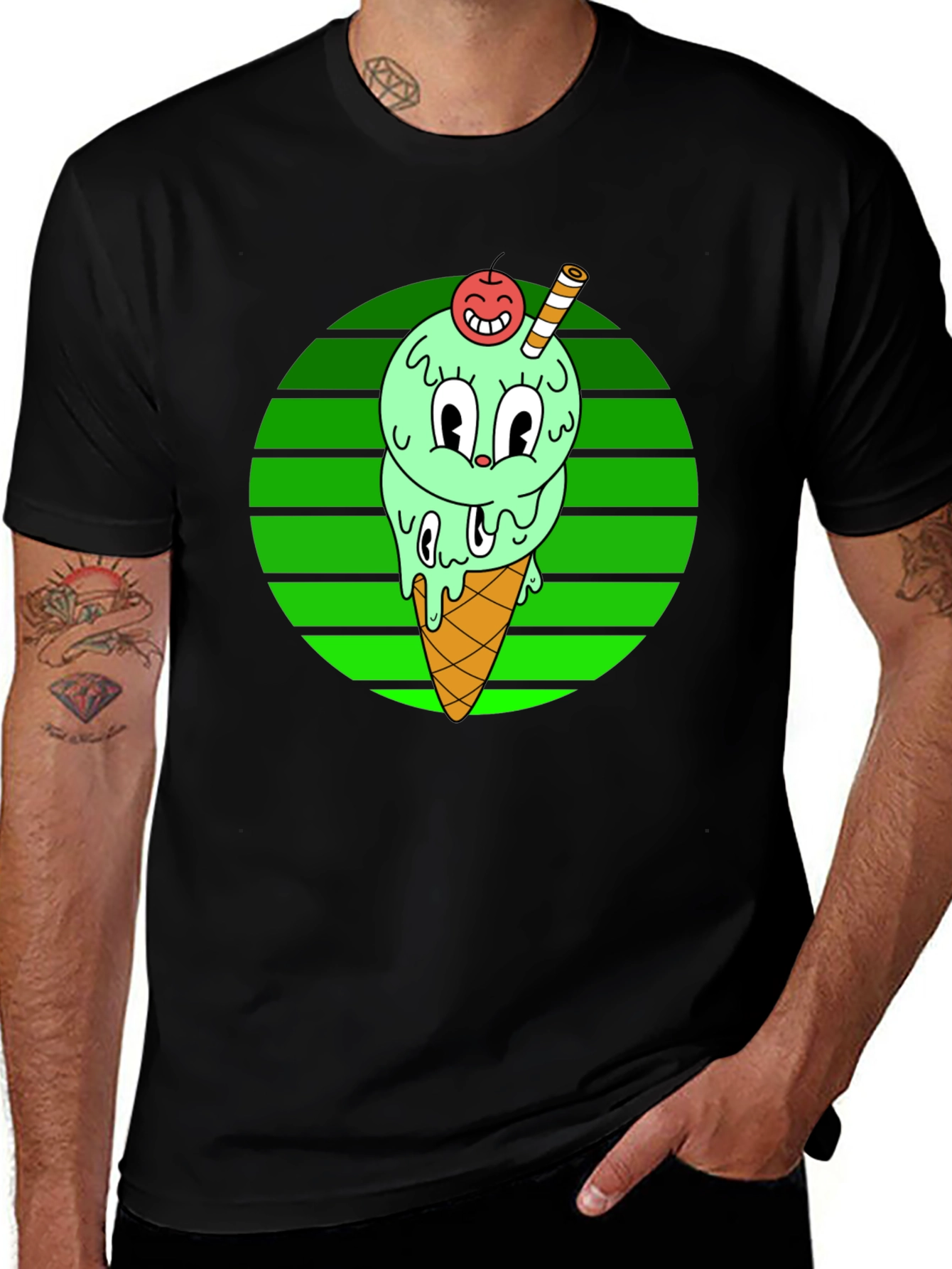 Cartoon Ice Cream T-Shirt - Fun Graphic Tee