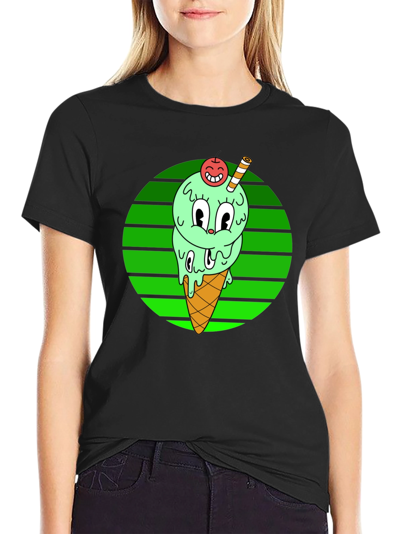 Cartoon Ice Cream T-Shirt - Fun Graphic Tee