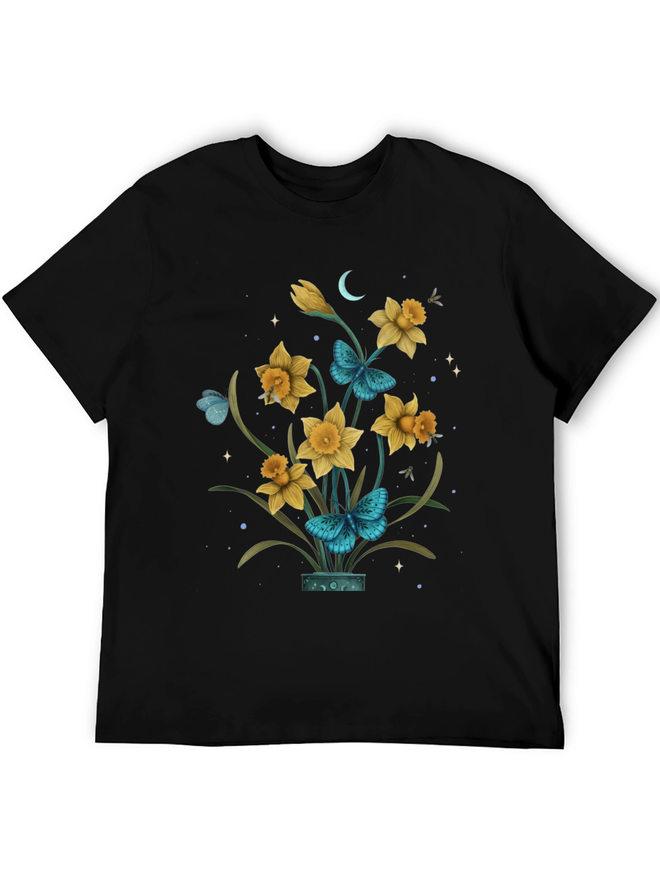 Floral Graphic T-Shirt with Butterfly Design
