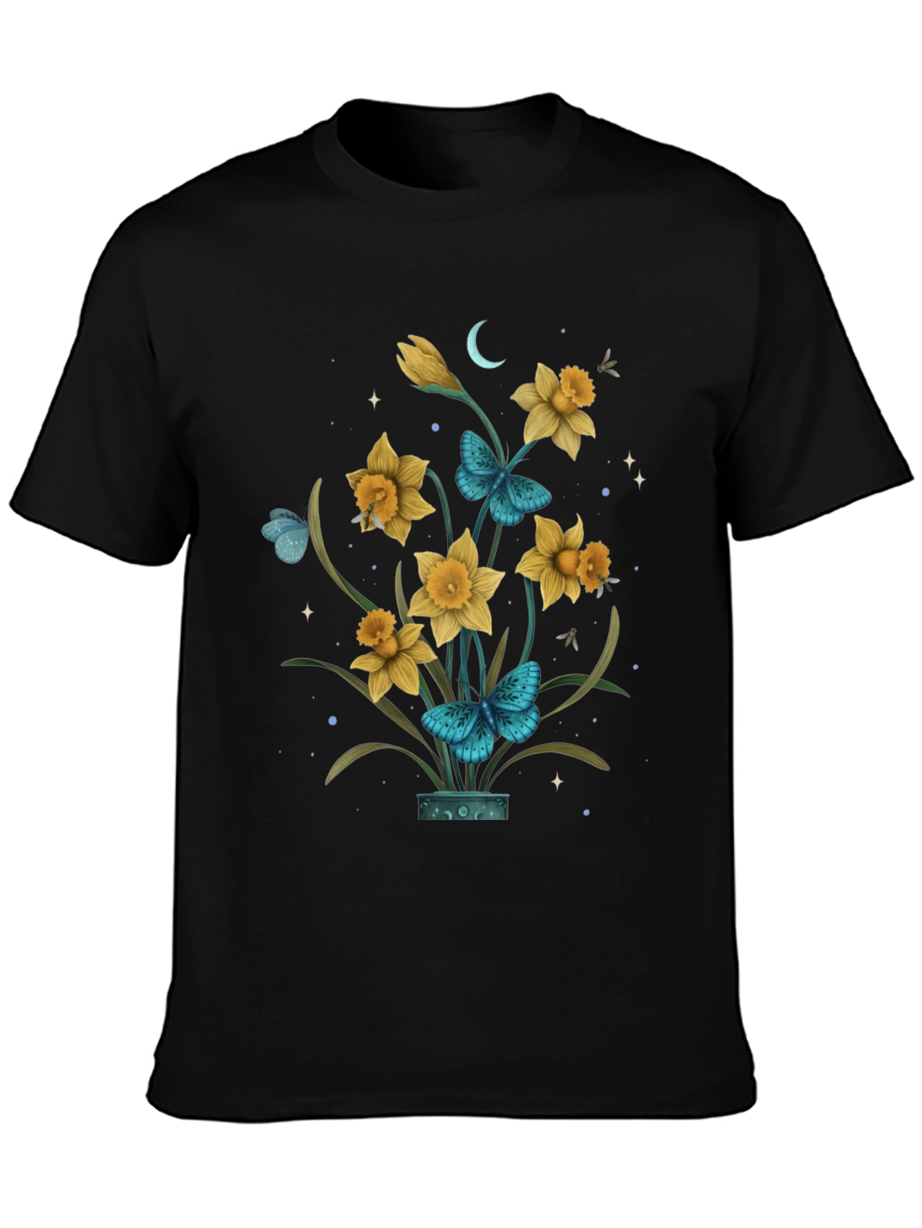Floral Graphic T-Shirt with Butterfly Design