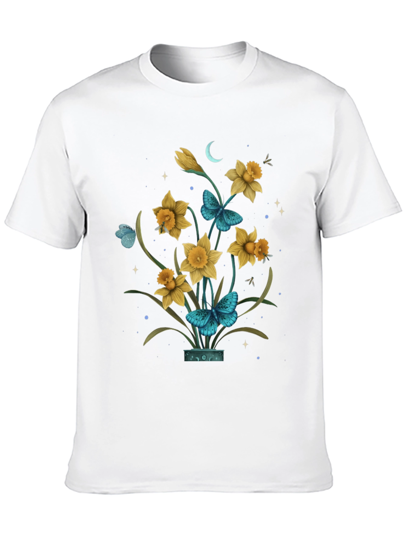 Floral Graphic T-Shirt with Butterfly Design
