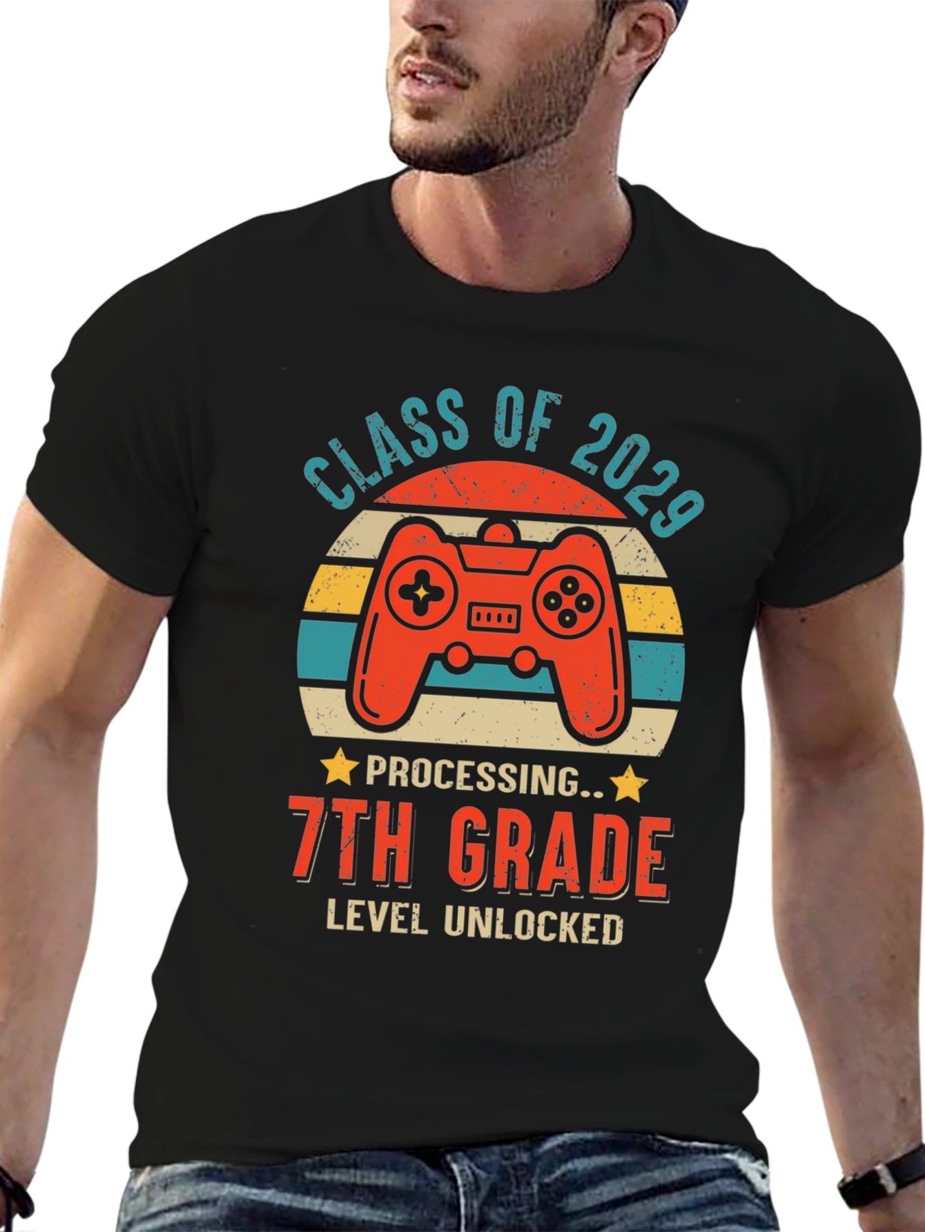 Class of 2029 7th Grade Level Unlocked Gaming T-Shirt