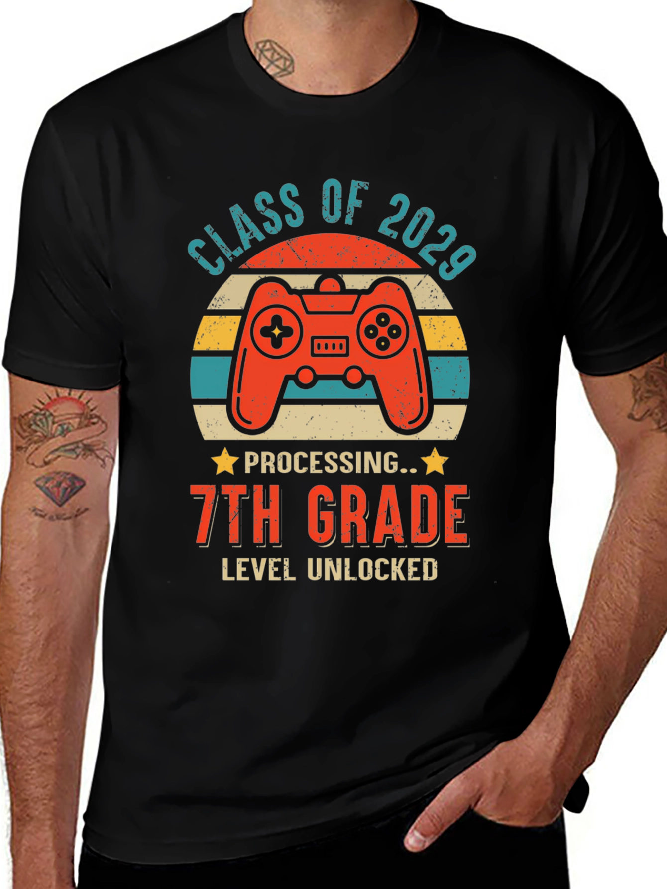 Class of 2029 7th Grade Level Unlocked Gaming T-Shirt
