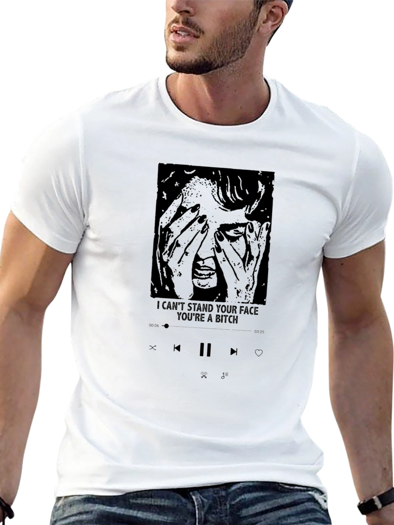 I Cant Stand Your Face Graphic Tee - Black