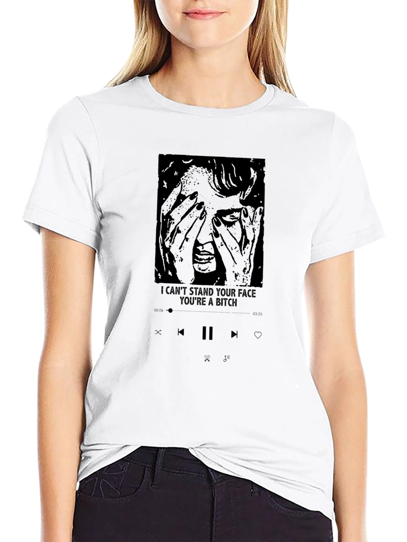 I Cant Stand Your Face Graphic Tee - Black