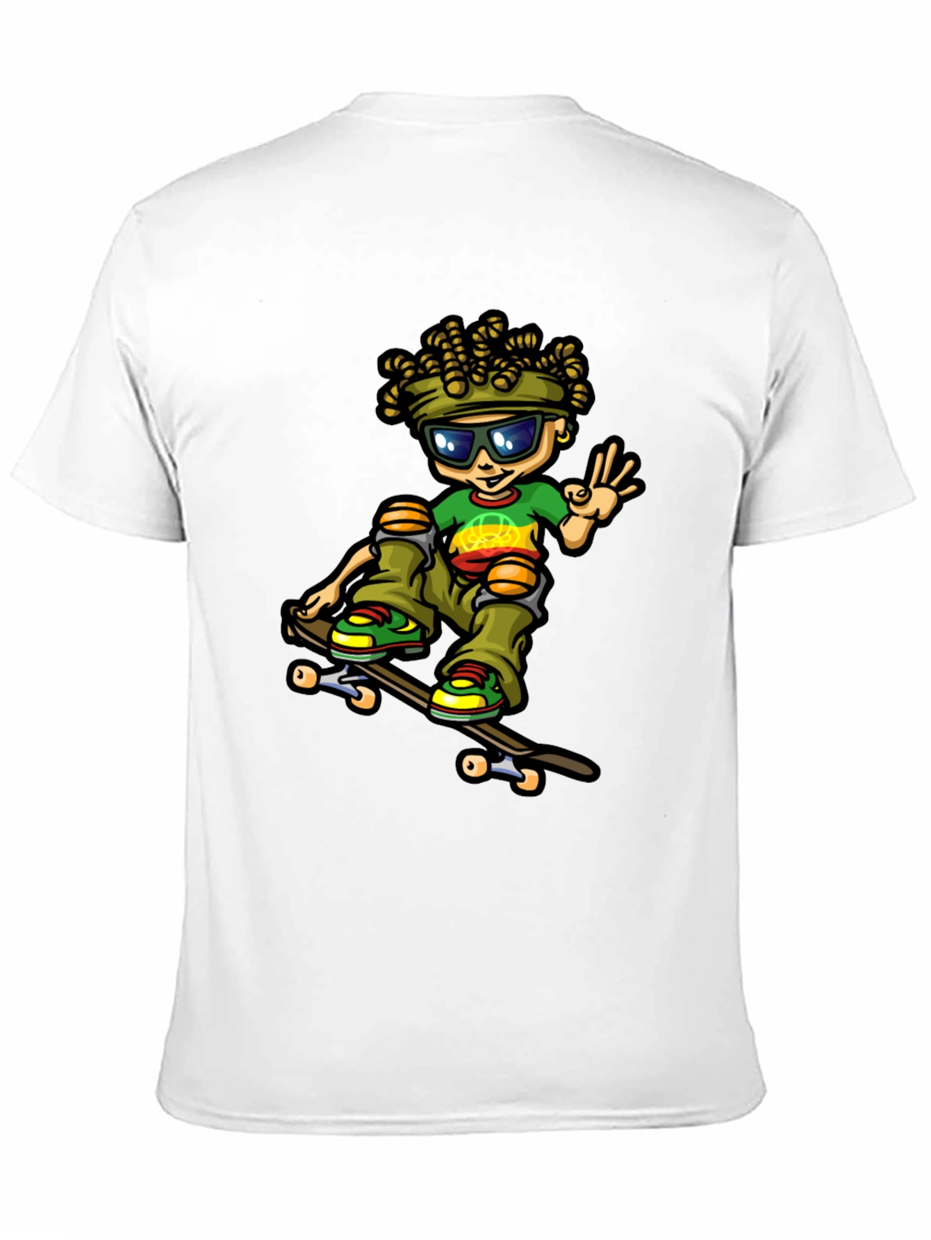 Skater Dude Cartoon Black T-Shirt