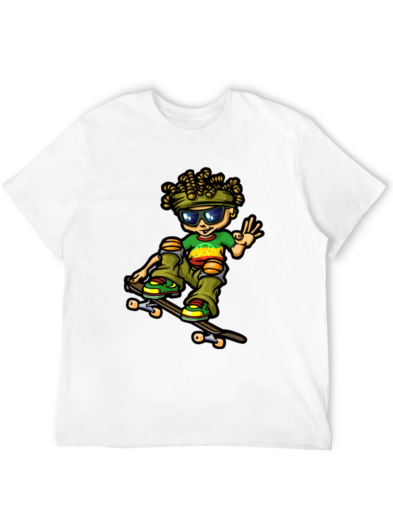 Skater Dude Cartoon Black T-Shirt