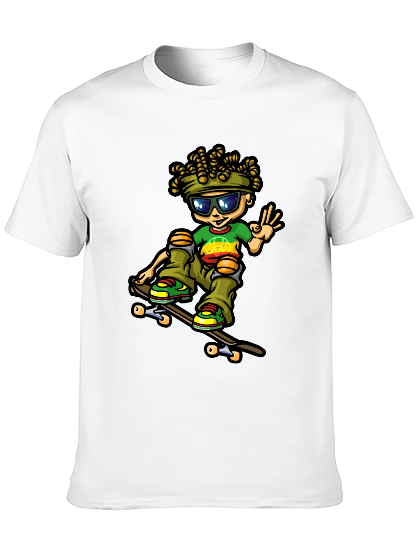 Skater Dude Cartoon Black T-Shirt