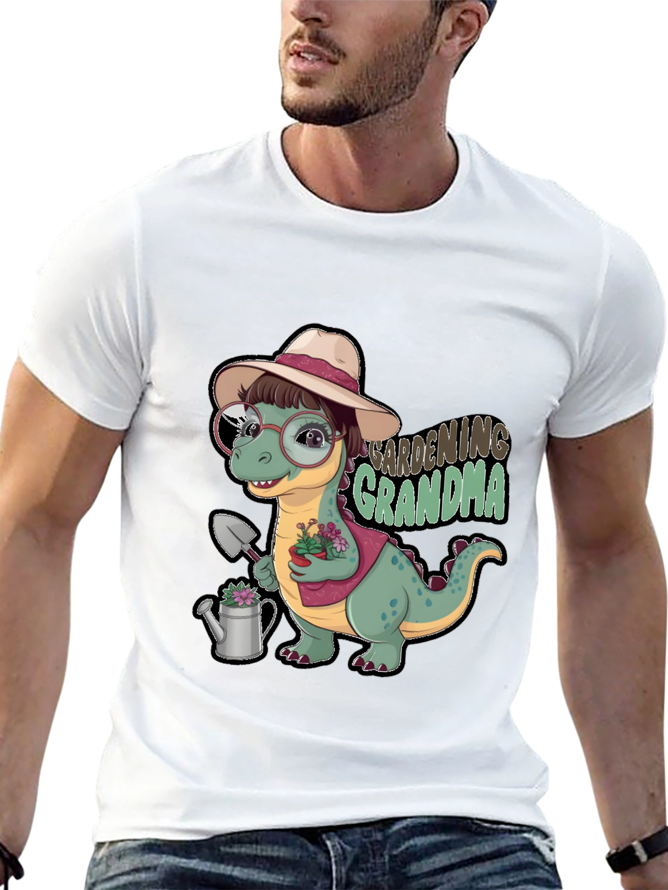 Gardening Grandma Dinosaur T-Shirt