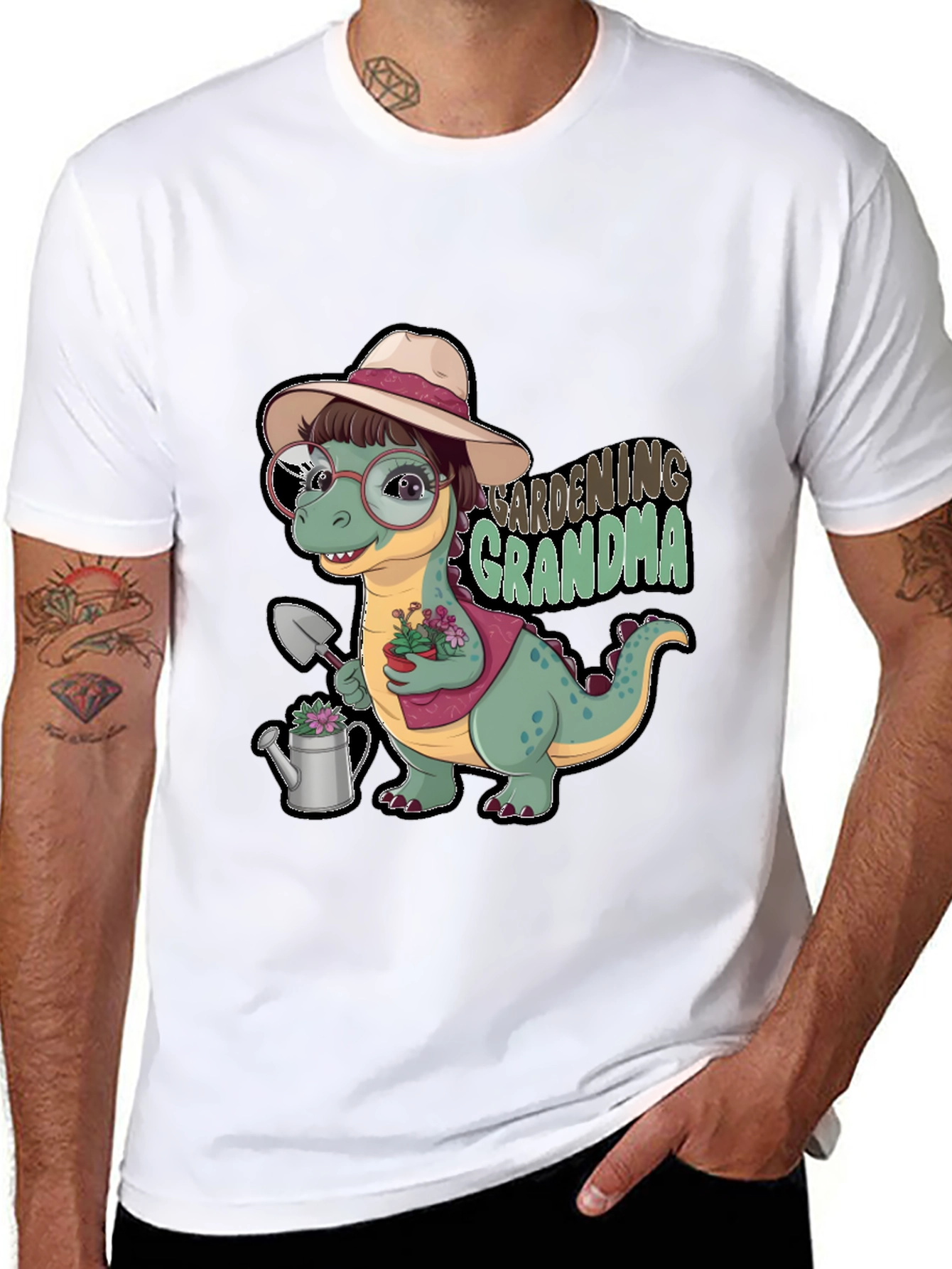 Gardening Grandma Dinosaur T-Shirt