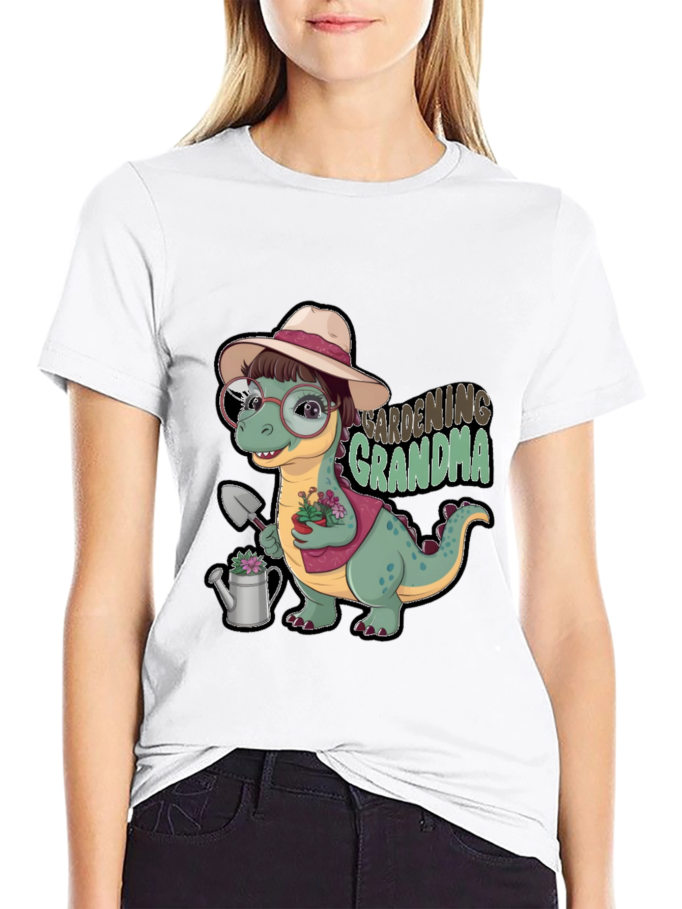 Gardening Grandma Dinosaur T-Shirt