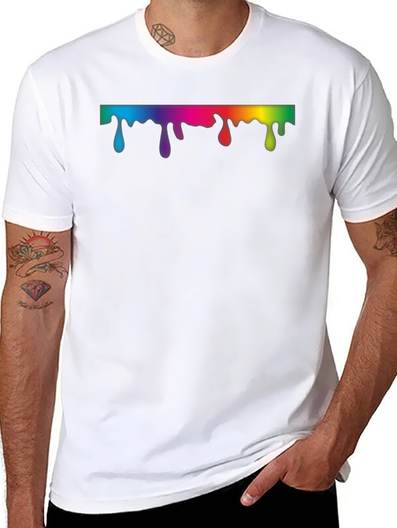 Rainbow Drip Graphic Black T-Shirt