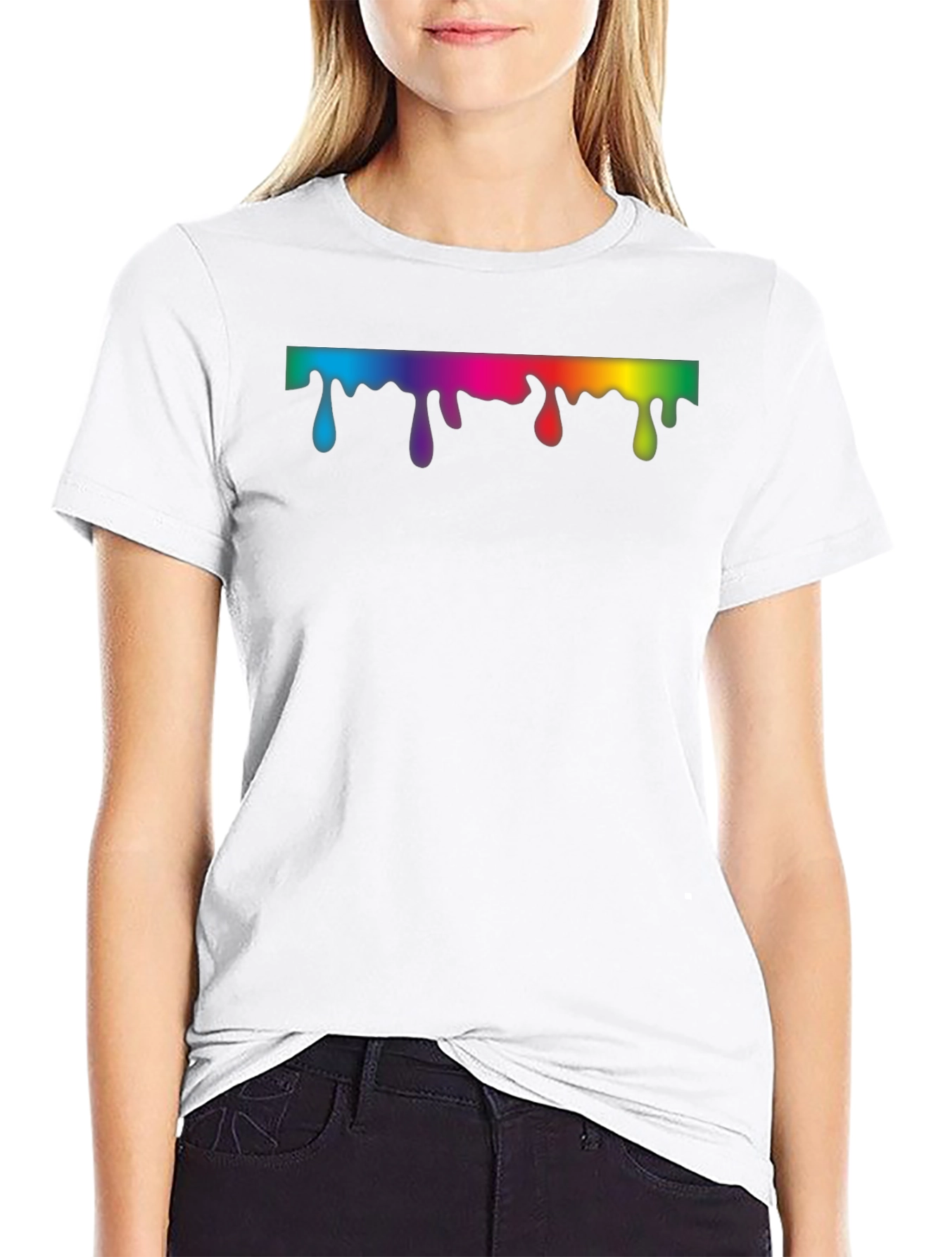 Rainbow Drip Graphic Black T-Shirt
