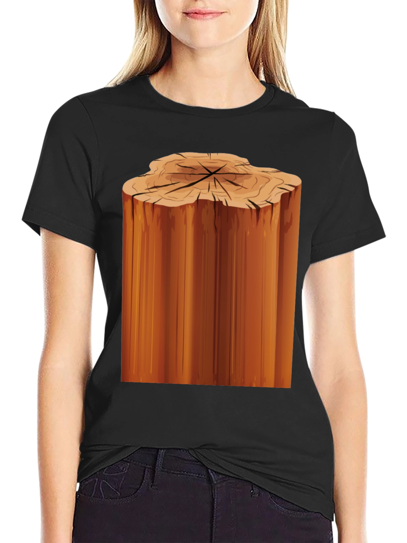 Tree Stump Graphic Black T-Shirt