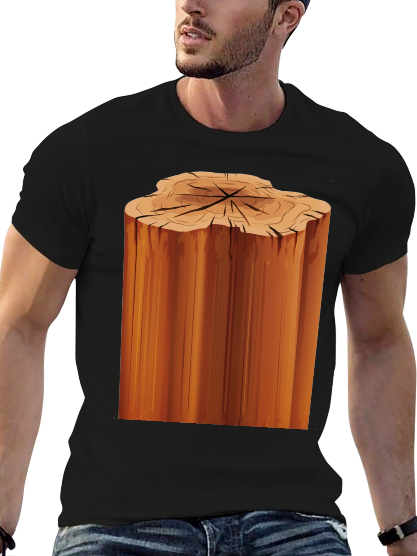 Tree Stump Graphic Black T-Shirt