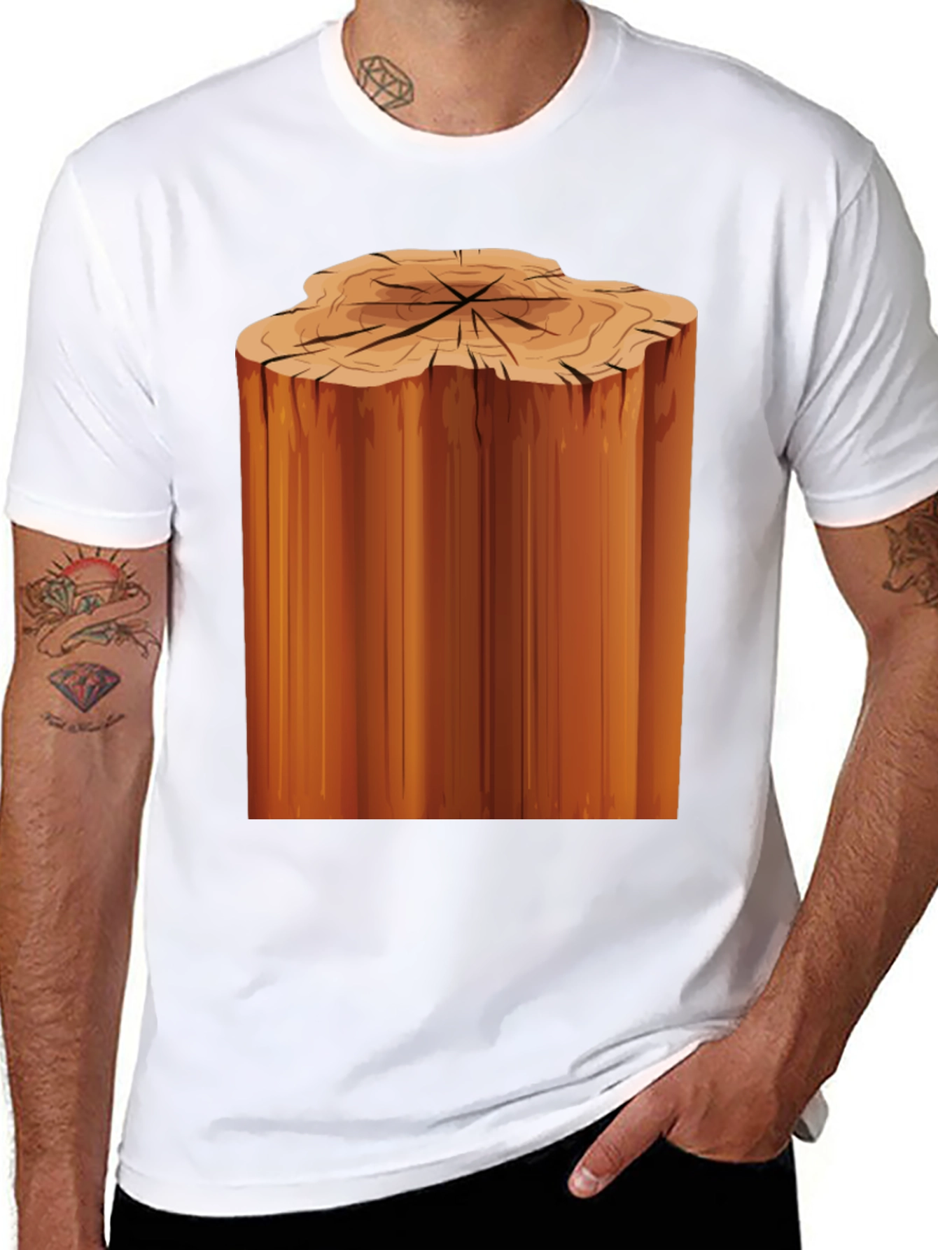 Tree Stump Graphic Black T-Shirt