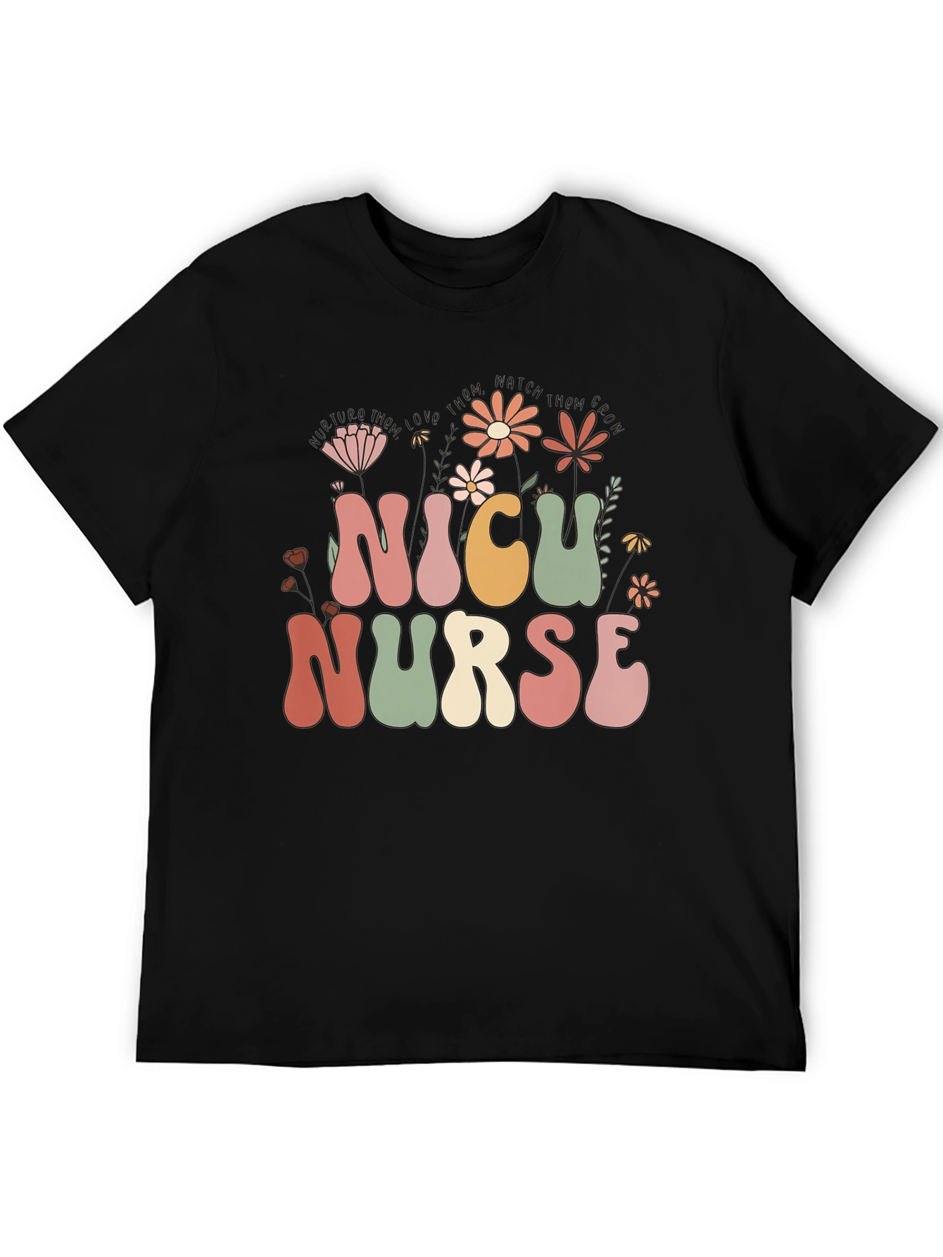 NICU Nurse Floral T-Shirt - Retro Design