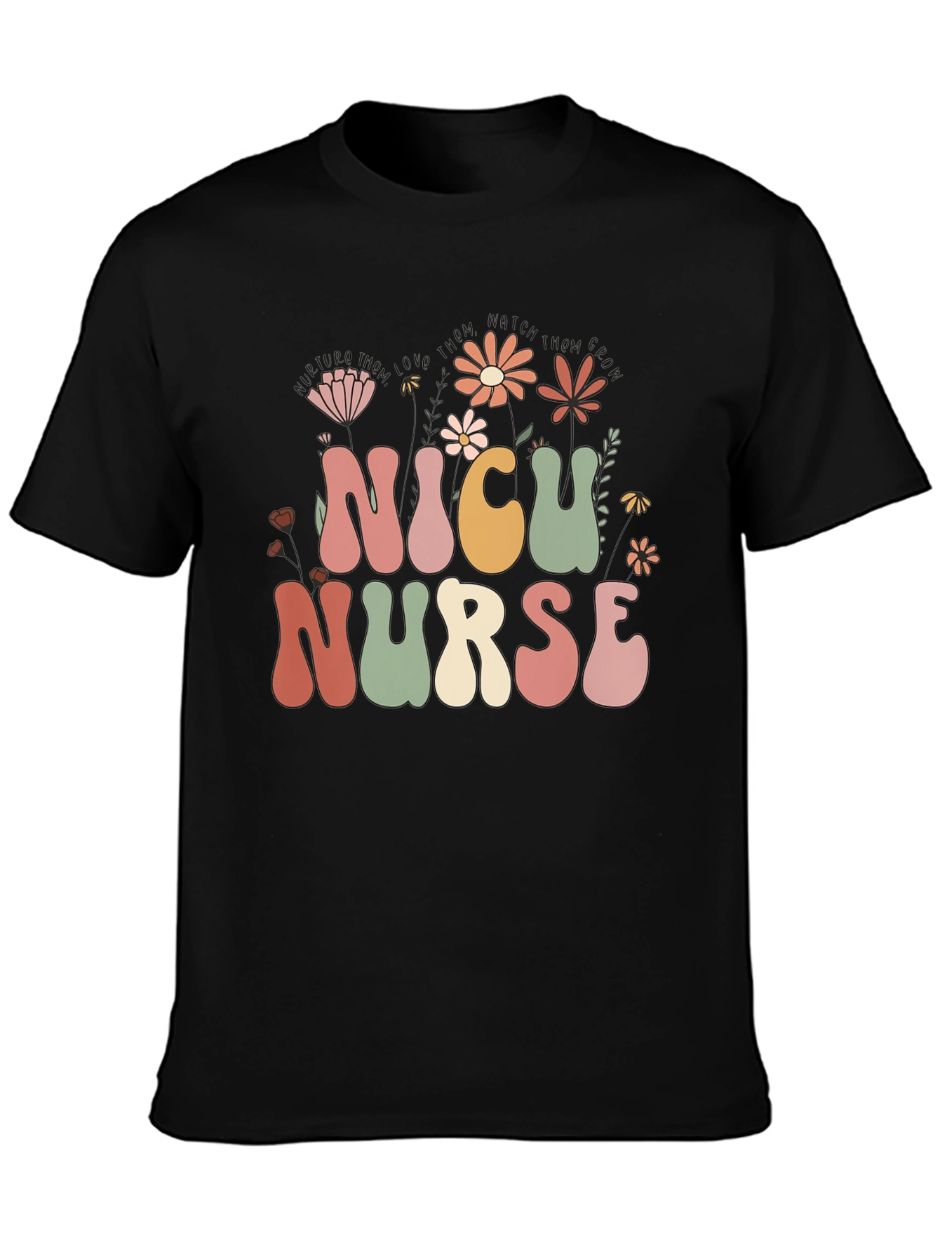 NICU Nurse Floral T-Shirt - Retro Design
