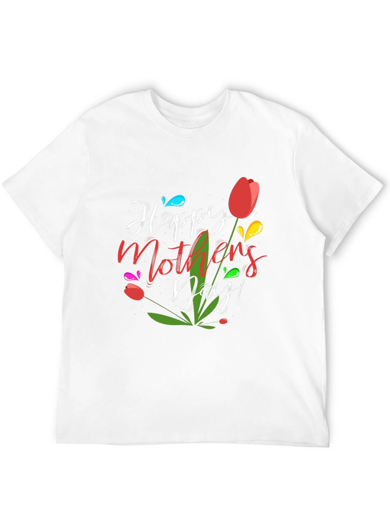 Happy Mothers Day Tulip Graphic Tee - Black