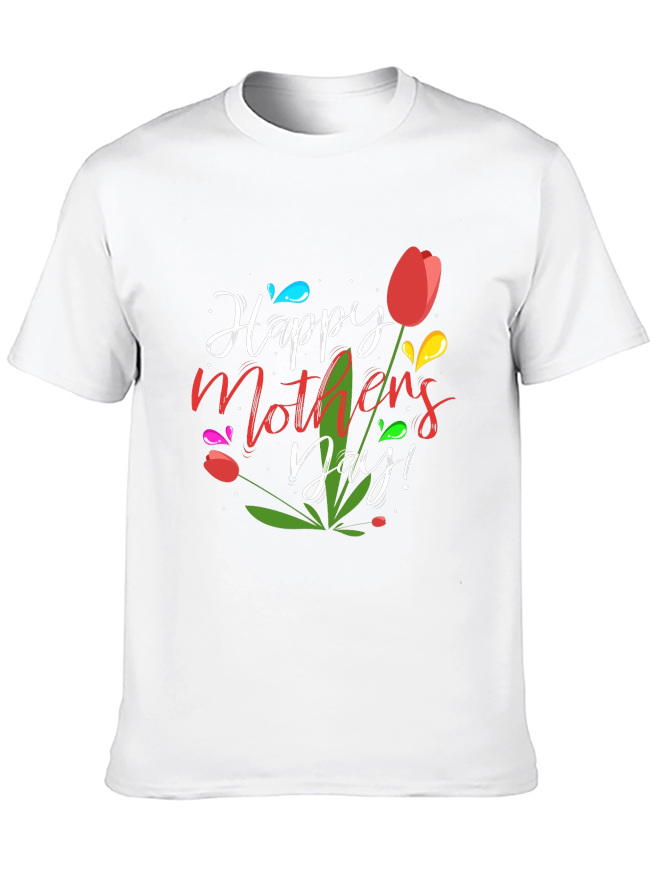 Happy Mothers Day Tulip Graphic Tee - Black