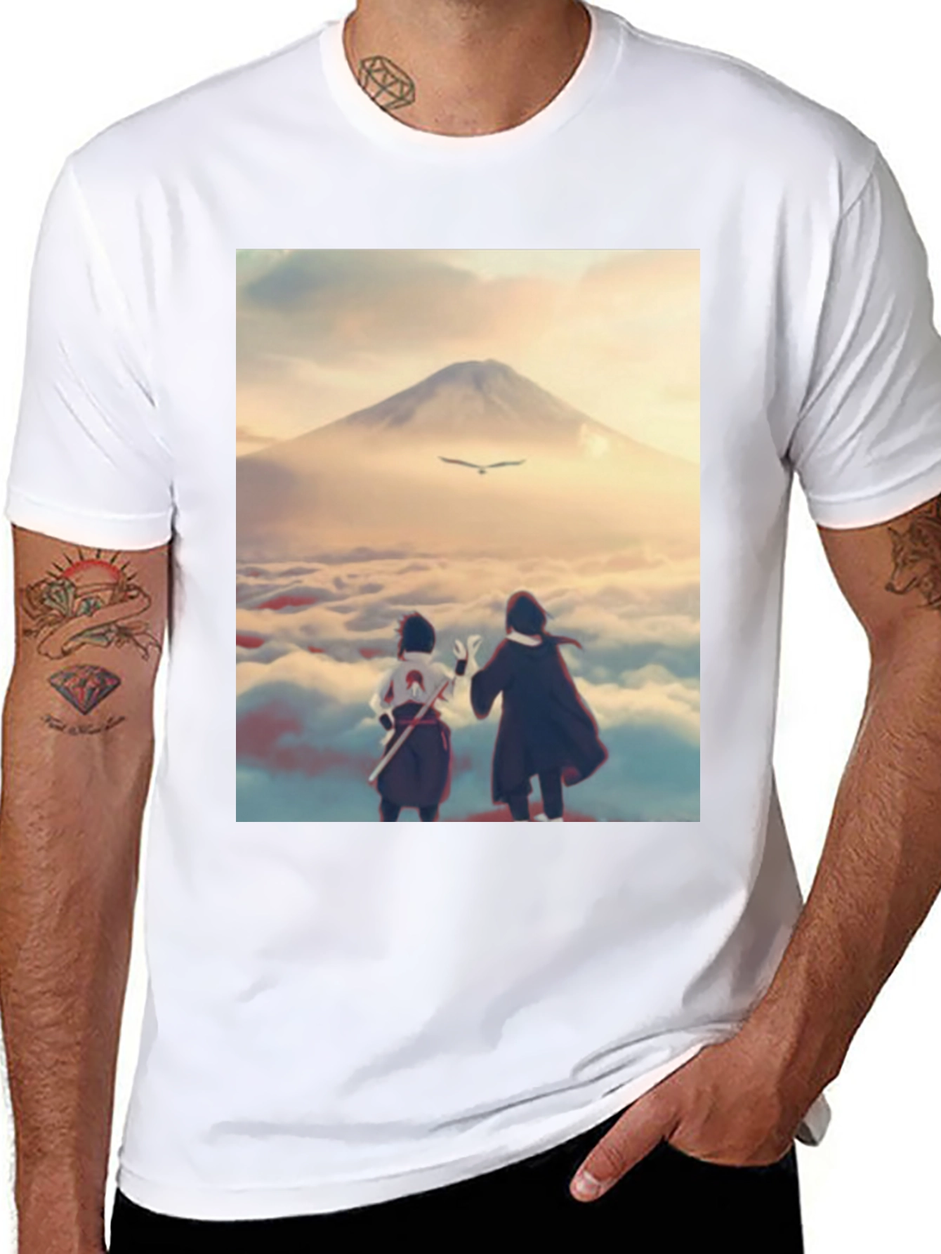 Anime Scenery Graphic Tee - Black