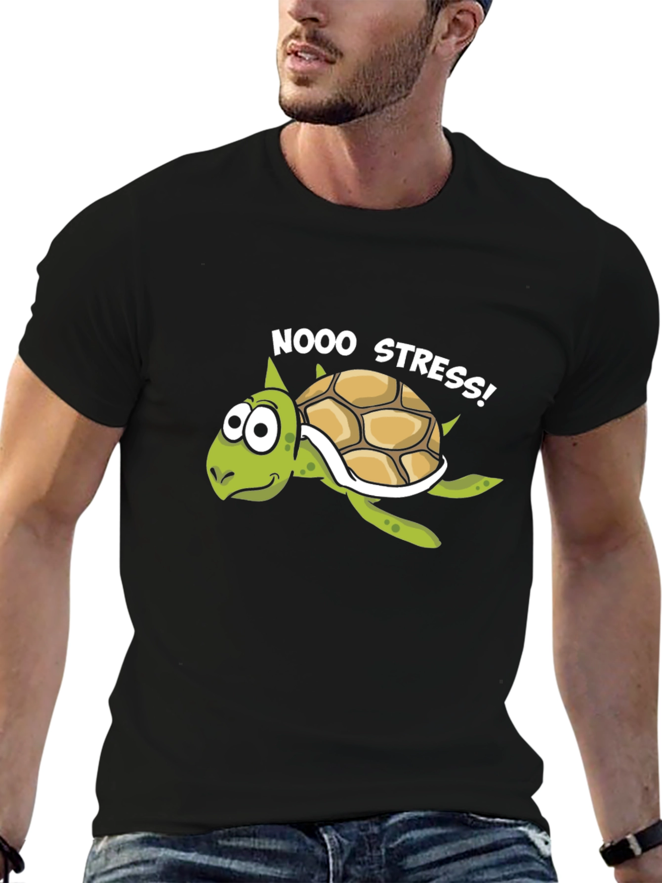 No Stress Turtle Graphic T-Shirt - Relaxed Fit
