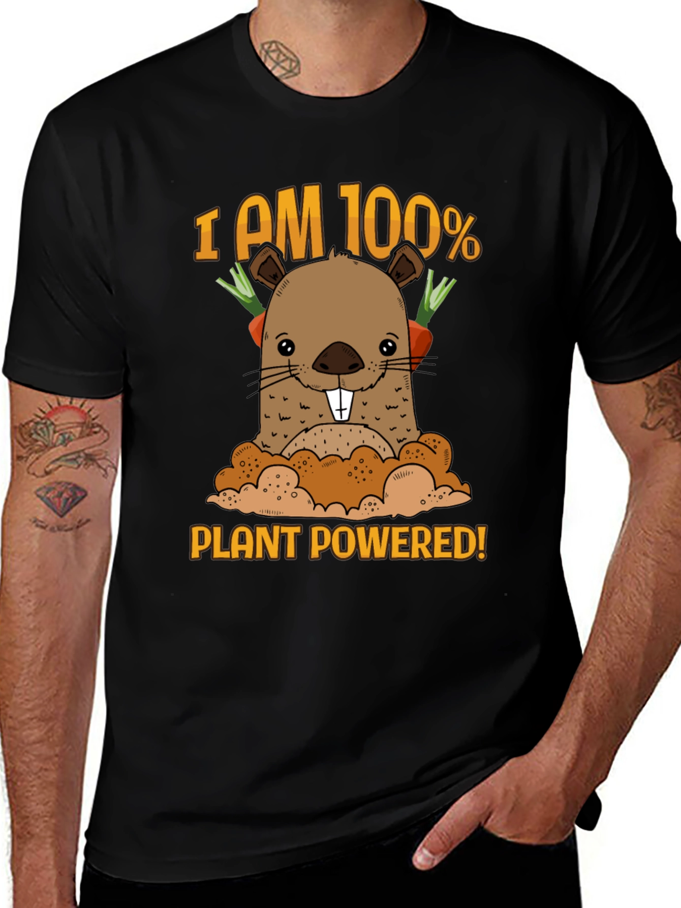Plant Powered T-Shirt with Cute Mole Design