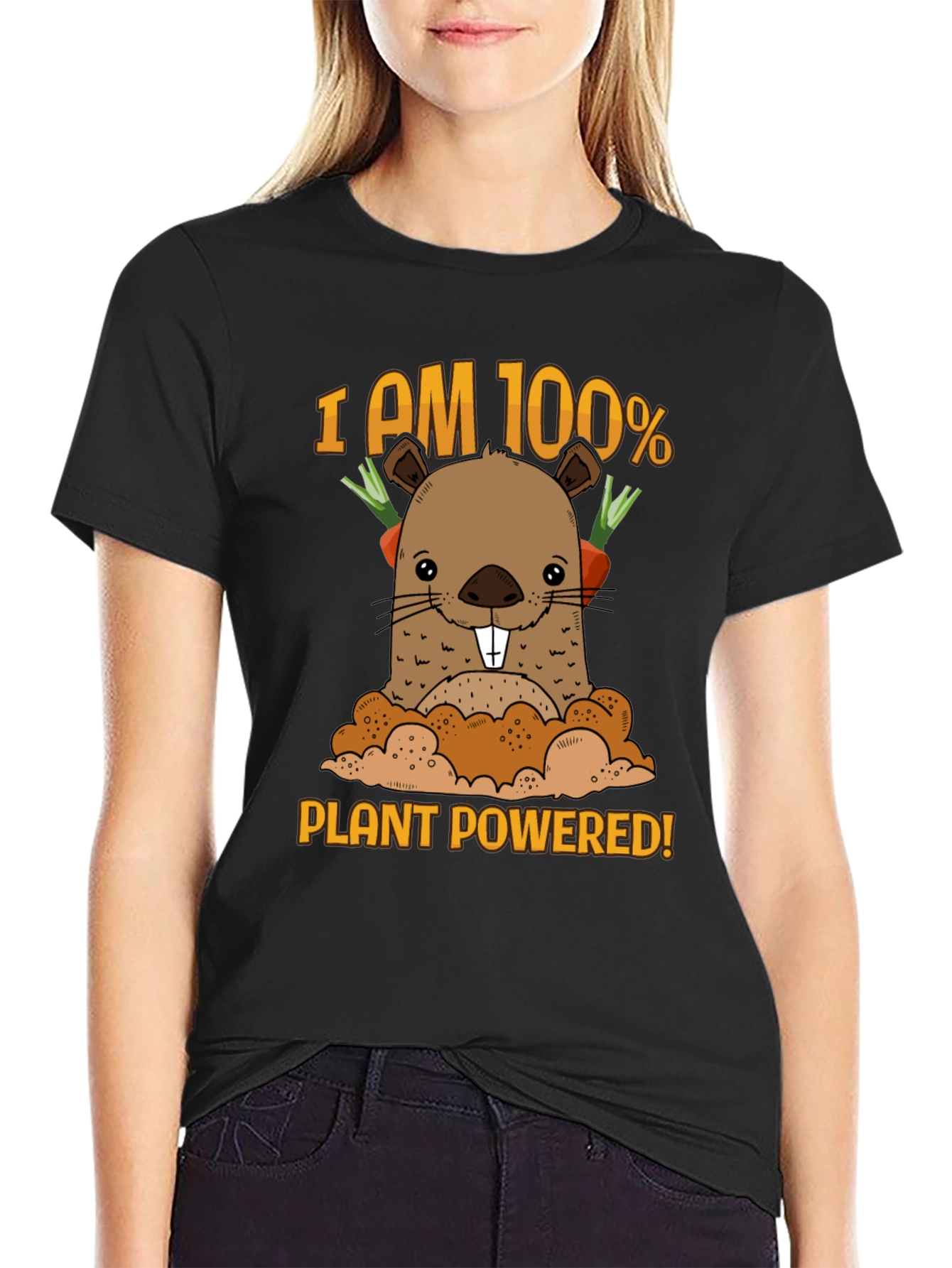 Plant Powered T-Shirt with Cute Mole Design