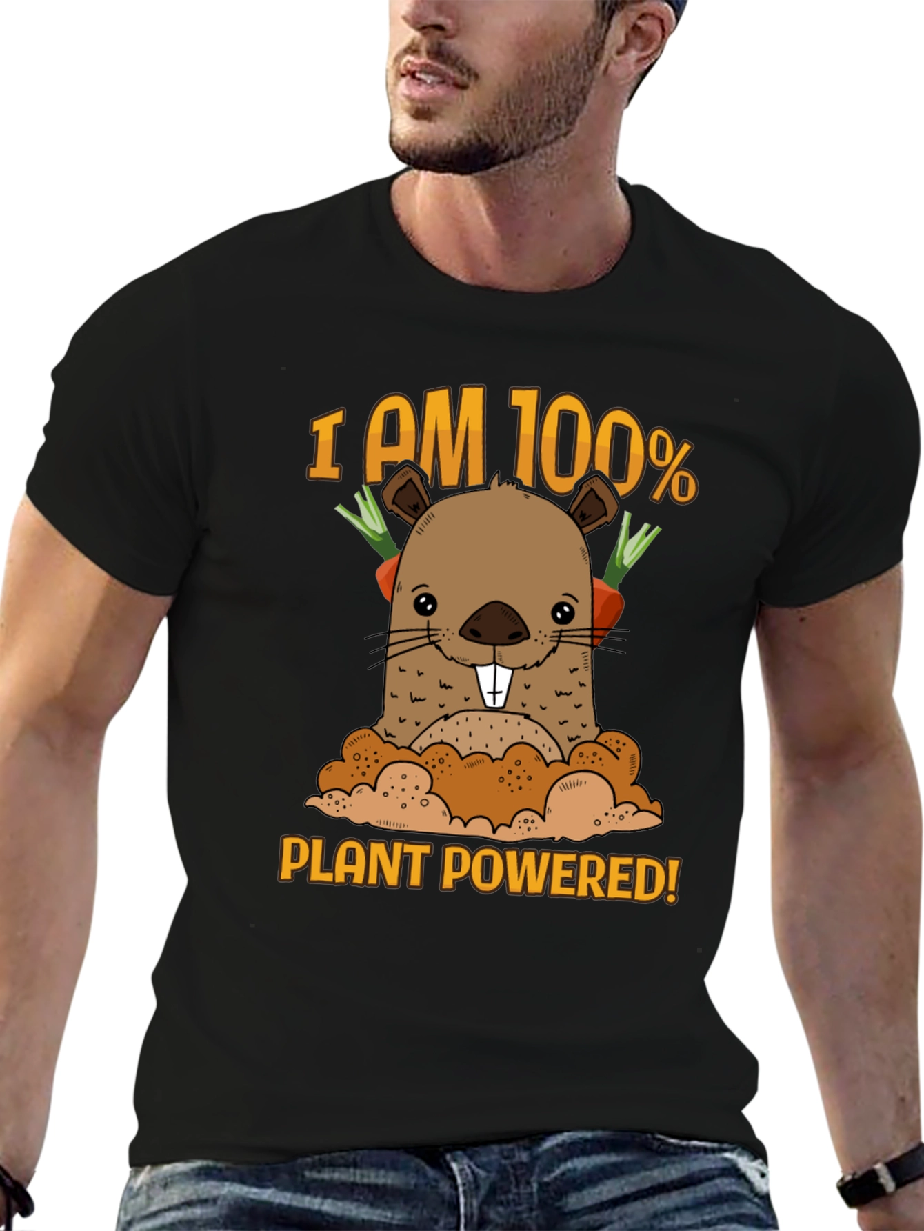 Plant Powered T-Shirt with Cute Mole Design