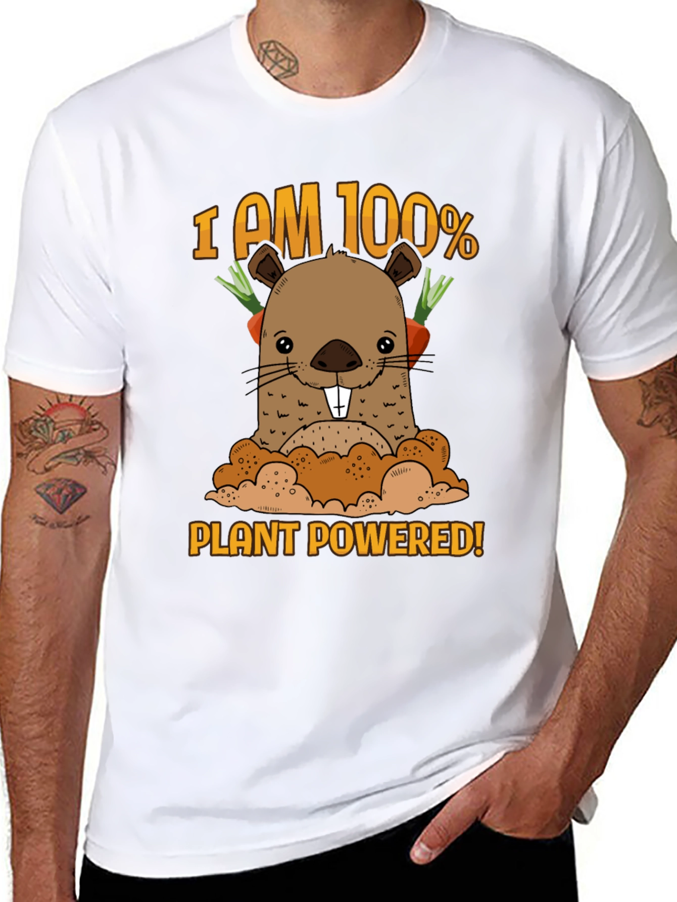 Plant Powered T-Shirt with Cute Mole Design