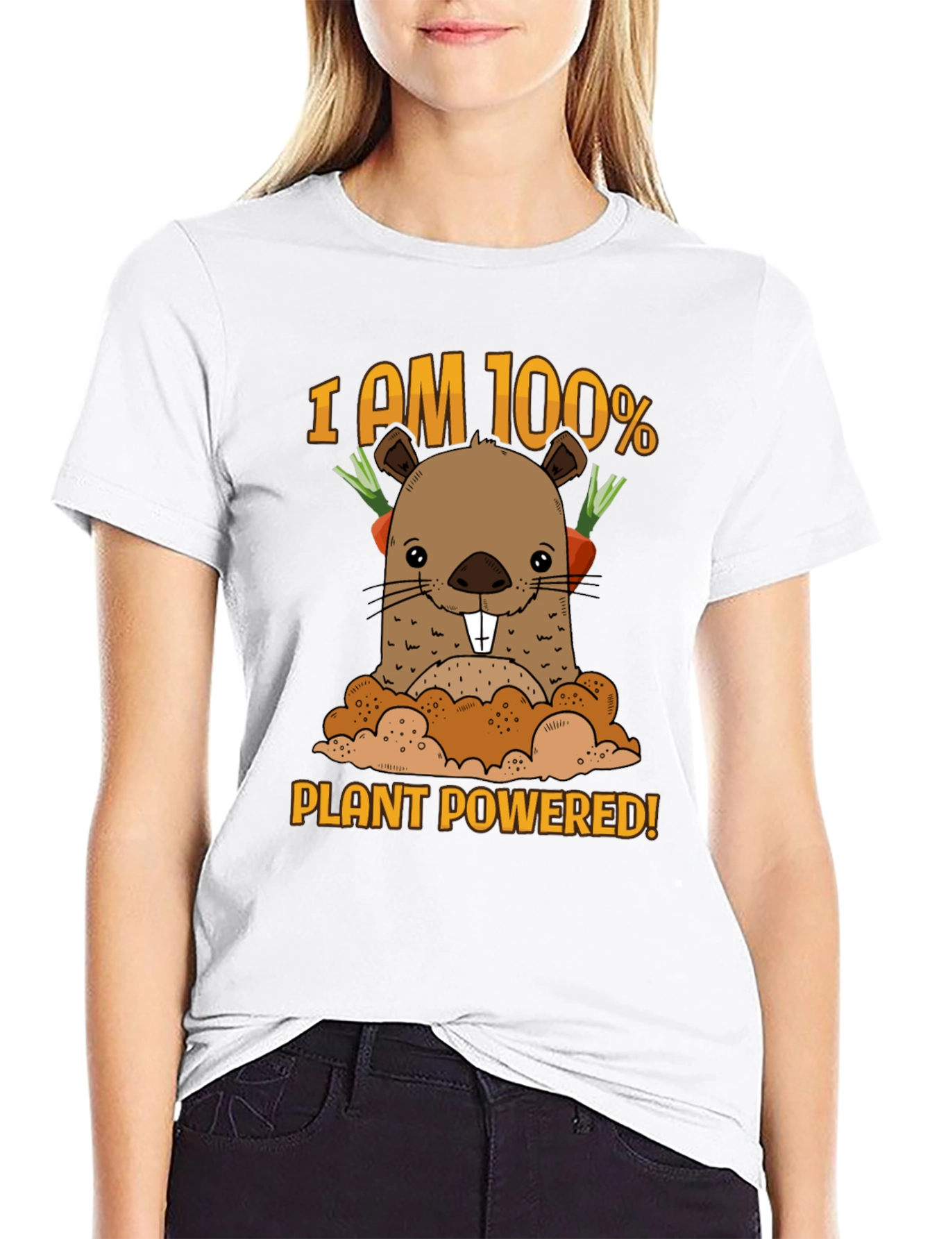 Plant Powered T-Shirt with Cute Mole Design