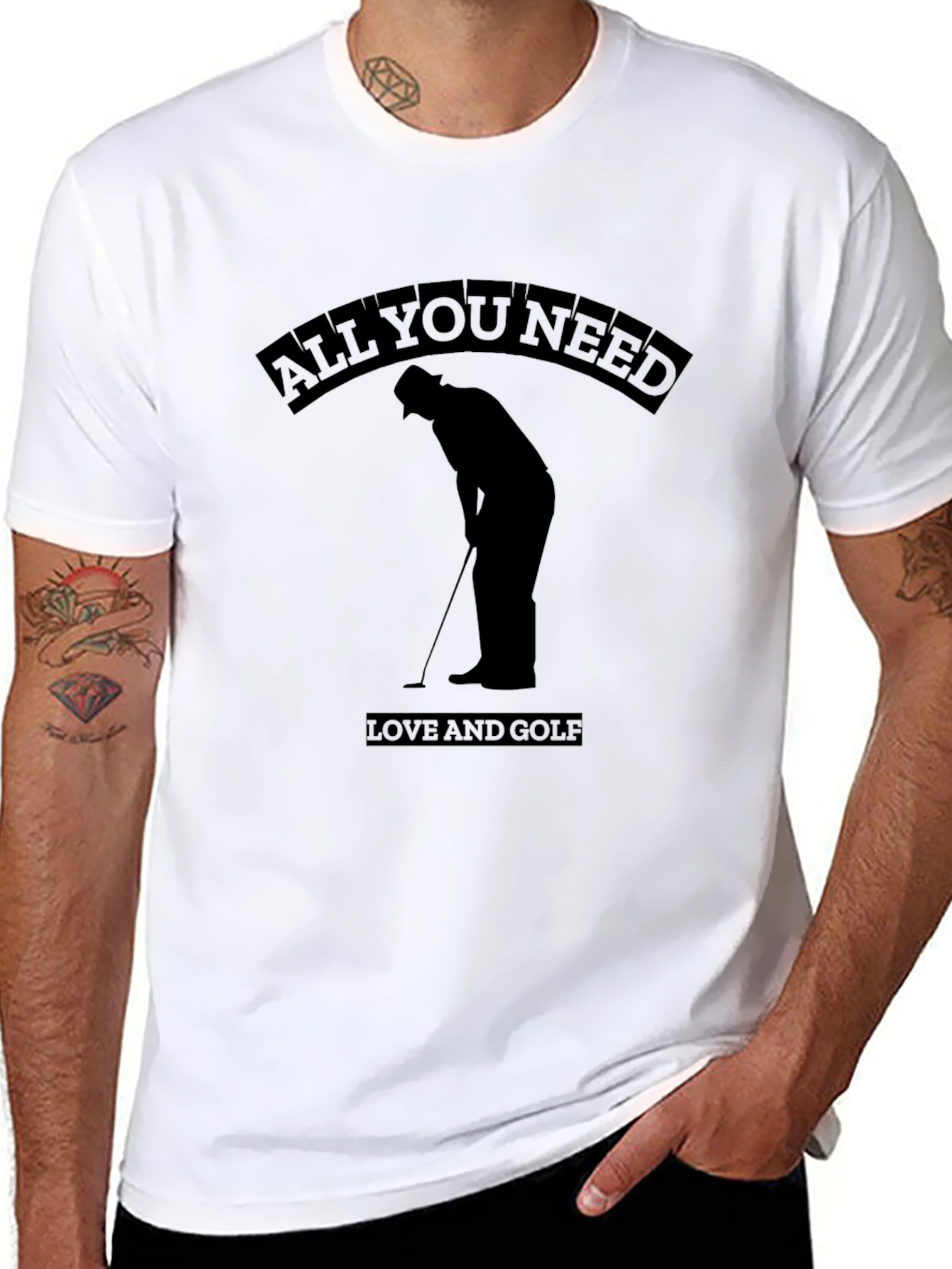 All You Need is Love and Golf Black T-Shirt