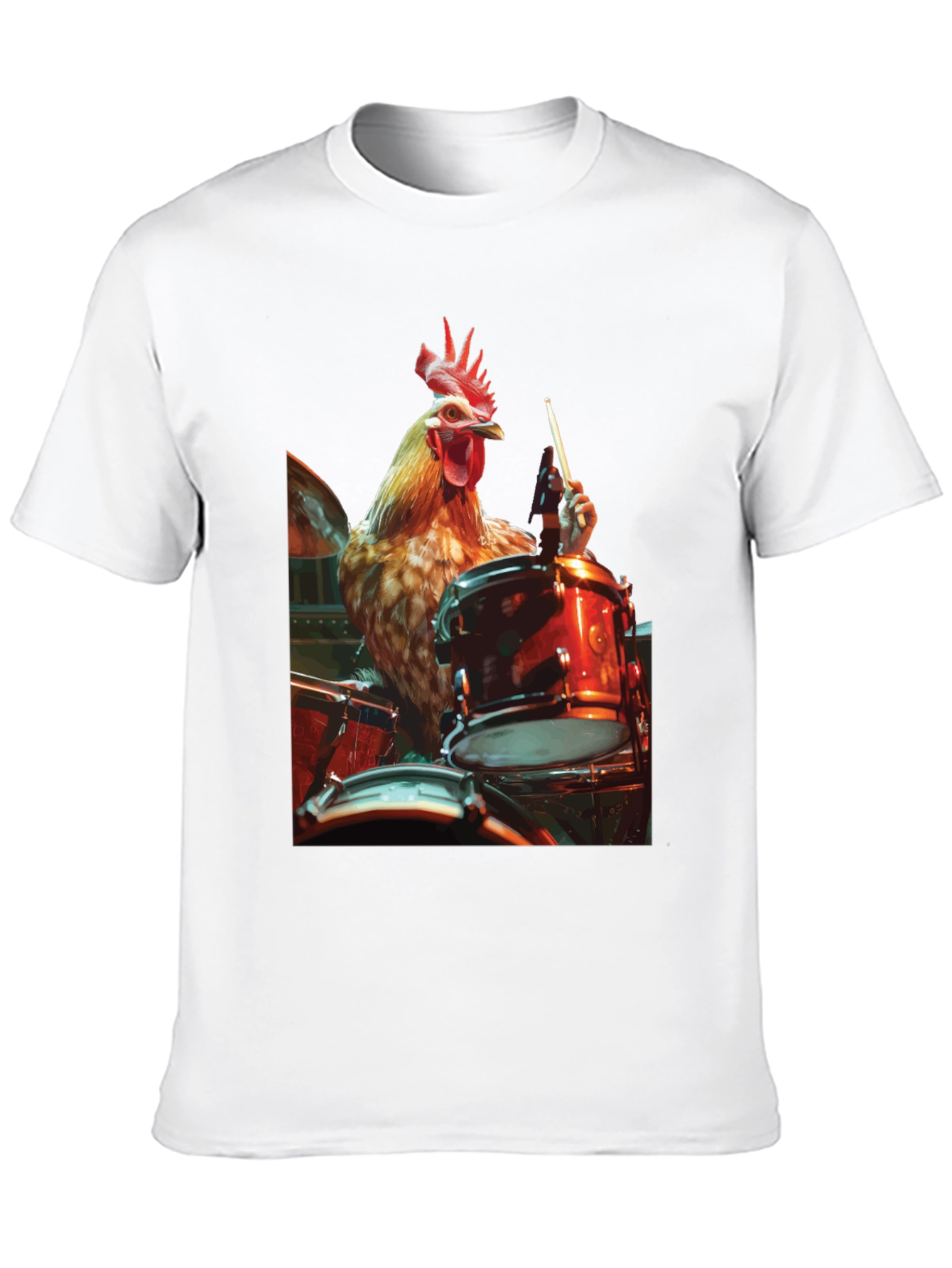 Chicken Drummer T-Shirt - Black Graphic Tee