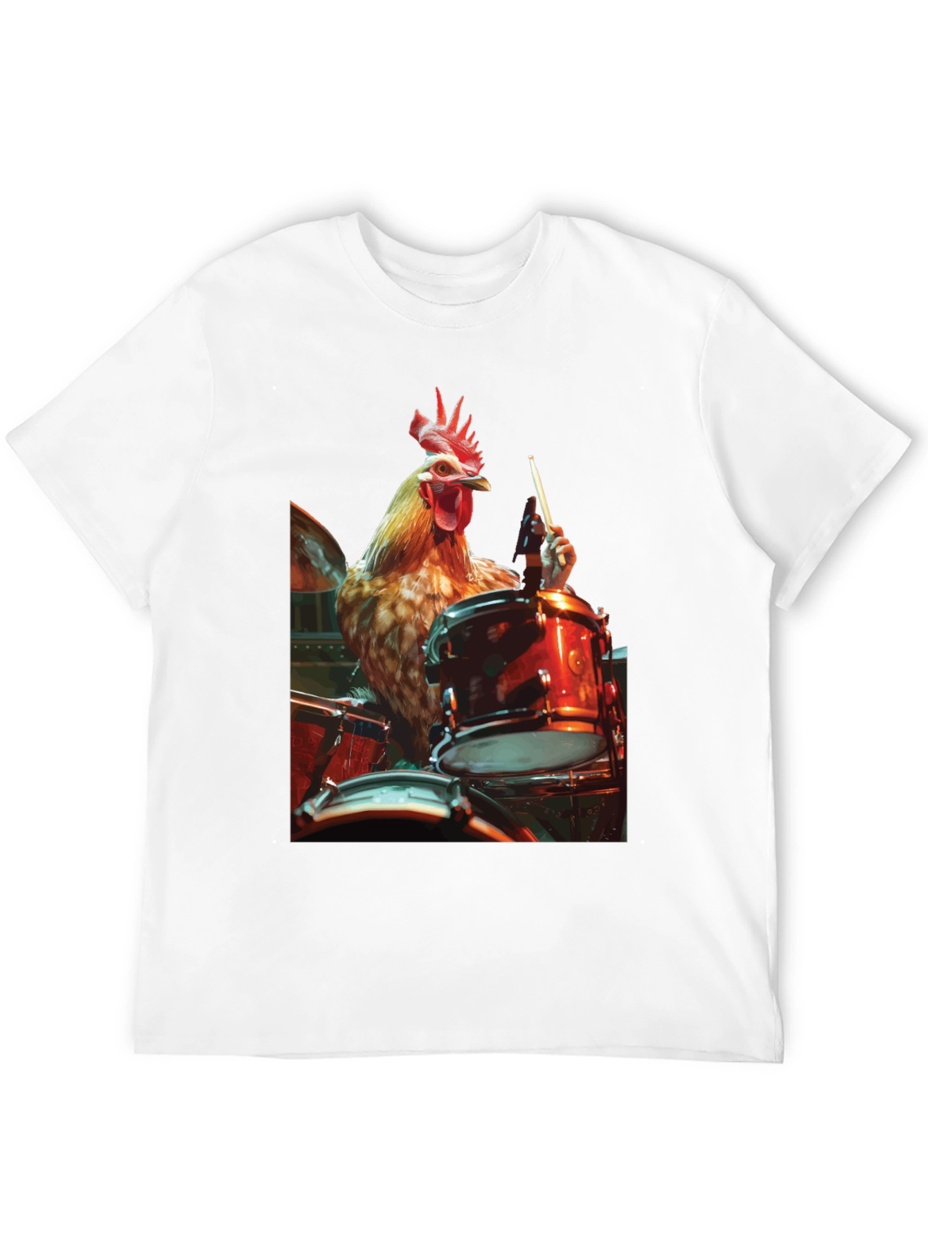 Chicken Drummer T-Shirt - Black Graphic Tee