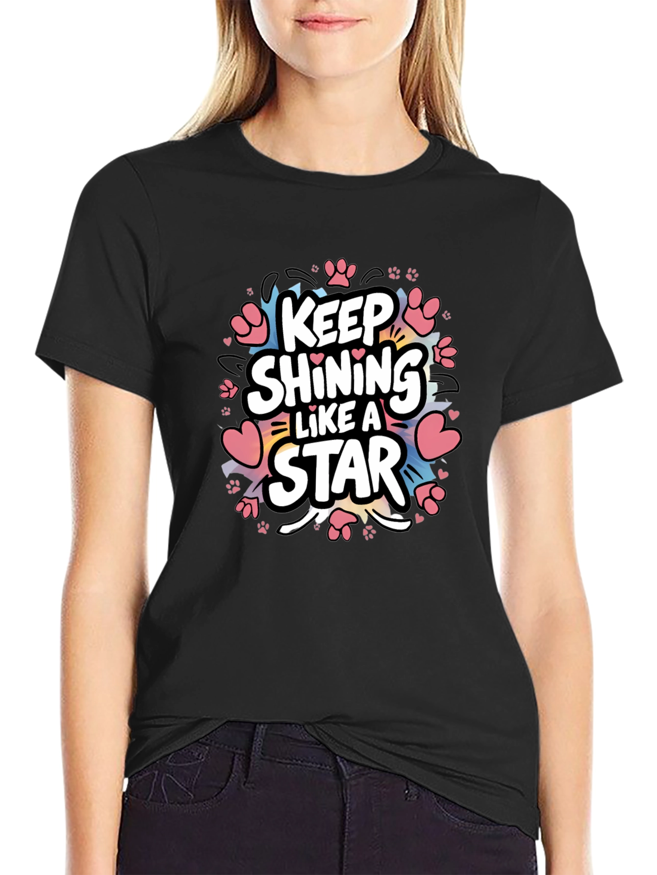 Keep Shining Like a Star Black Graphic Tee