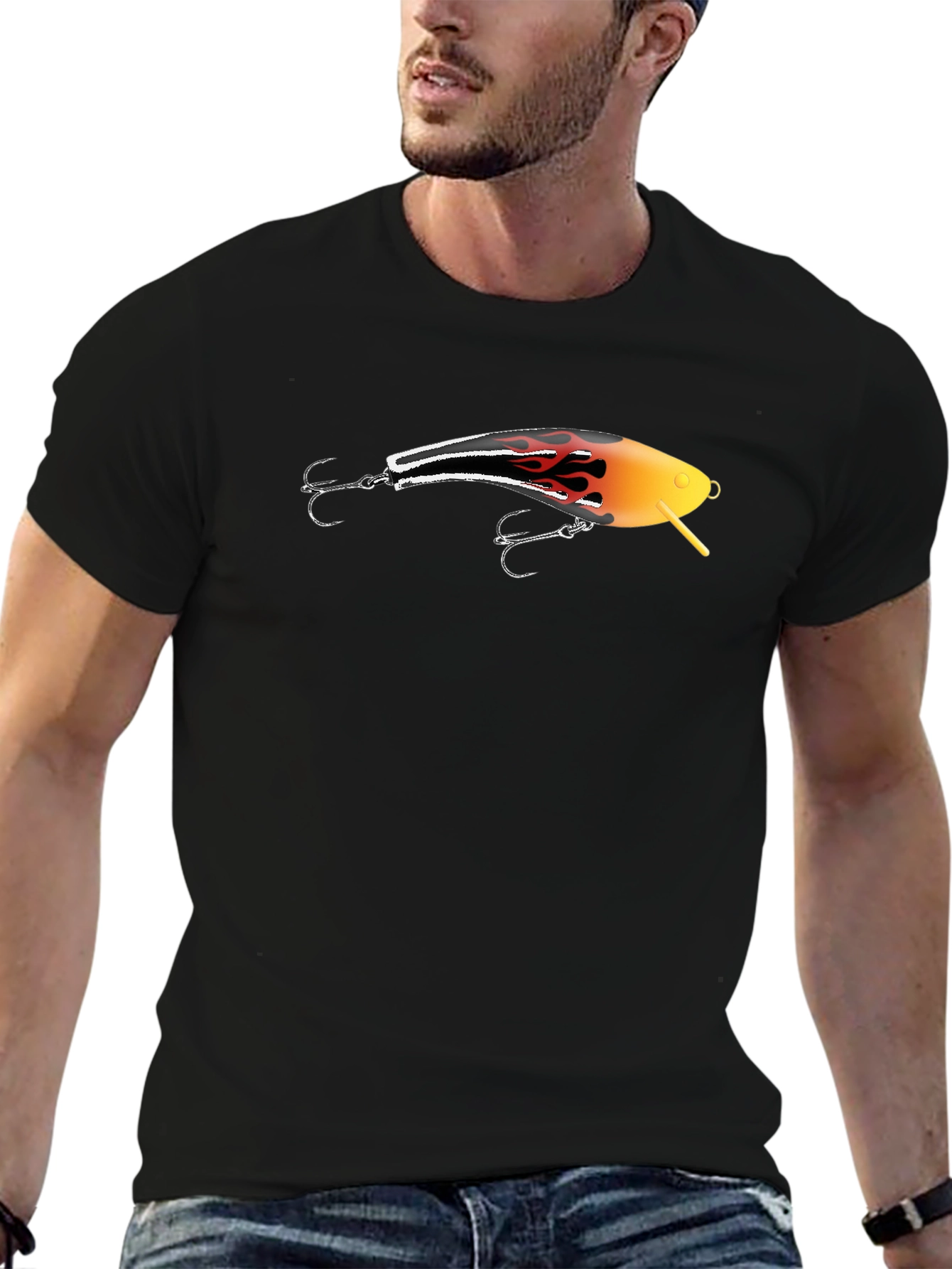 Fishing Lure Graphic T-Shirt - Black