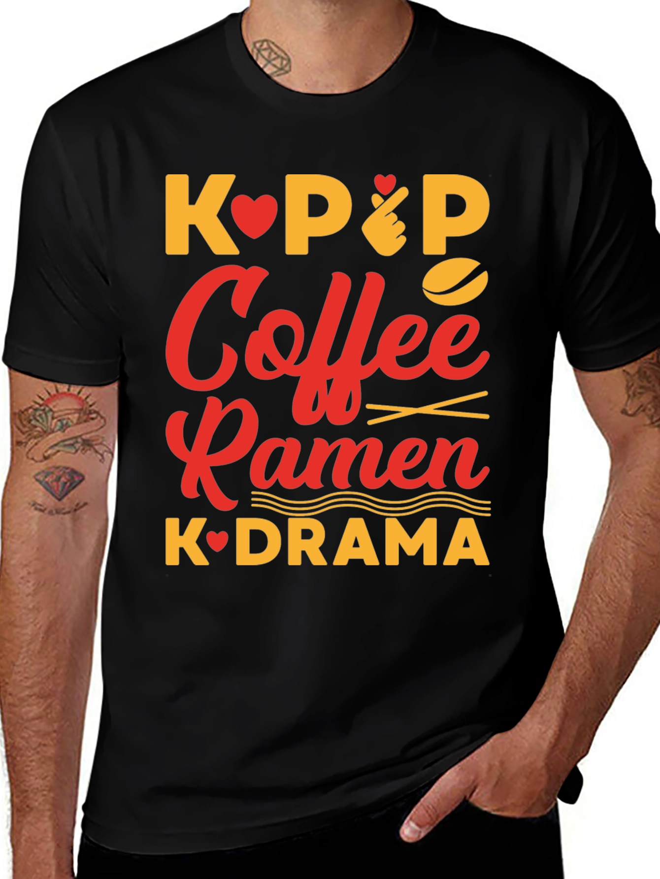 K-Pop Coffee Ramen K-Drama Graphic Tee