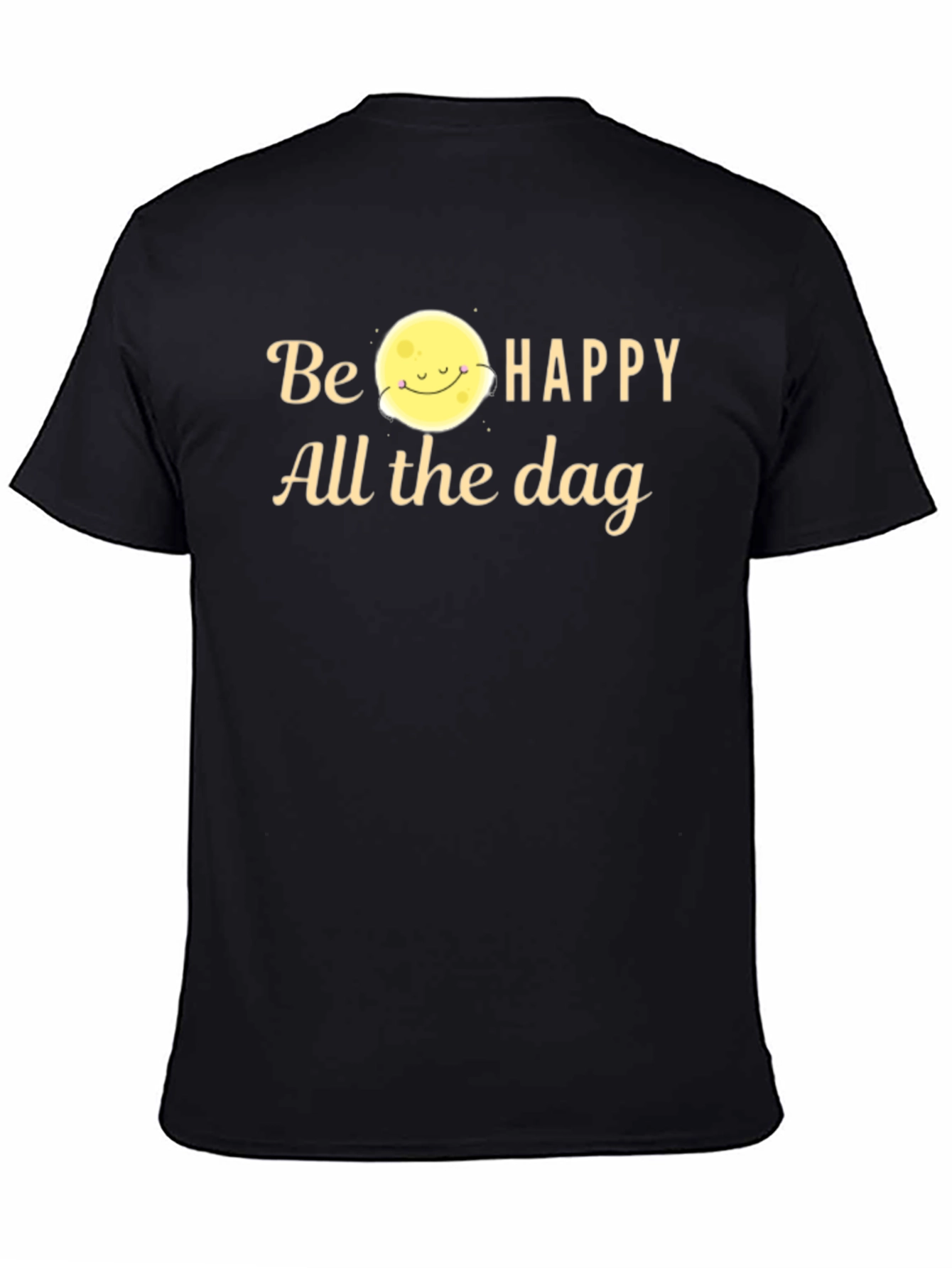 Be Happy Moon Graphic T-Shirt - Black