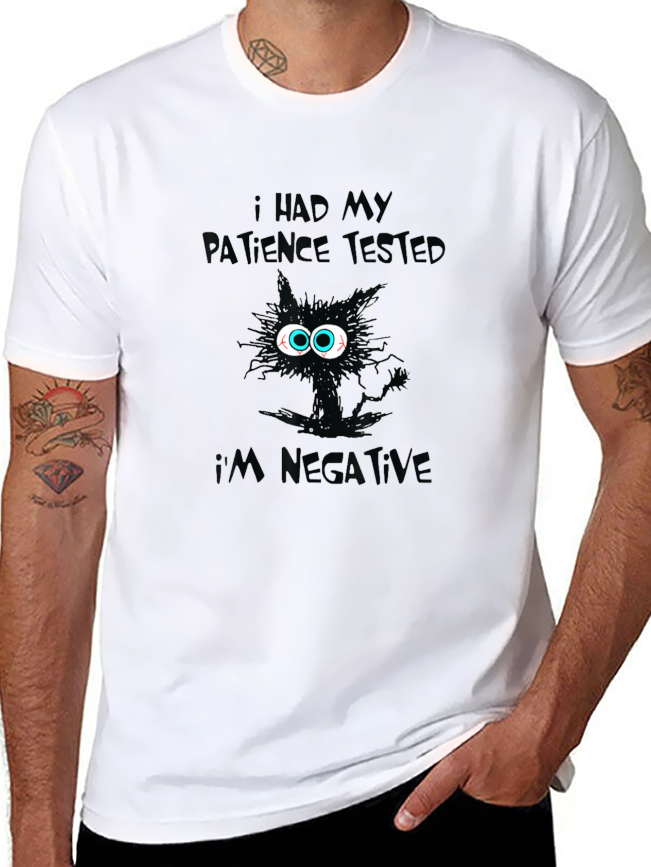 Patience Tested Negative Black Cat T-Shirt