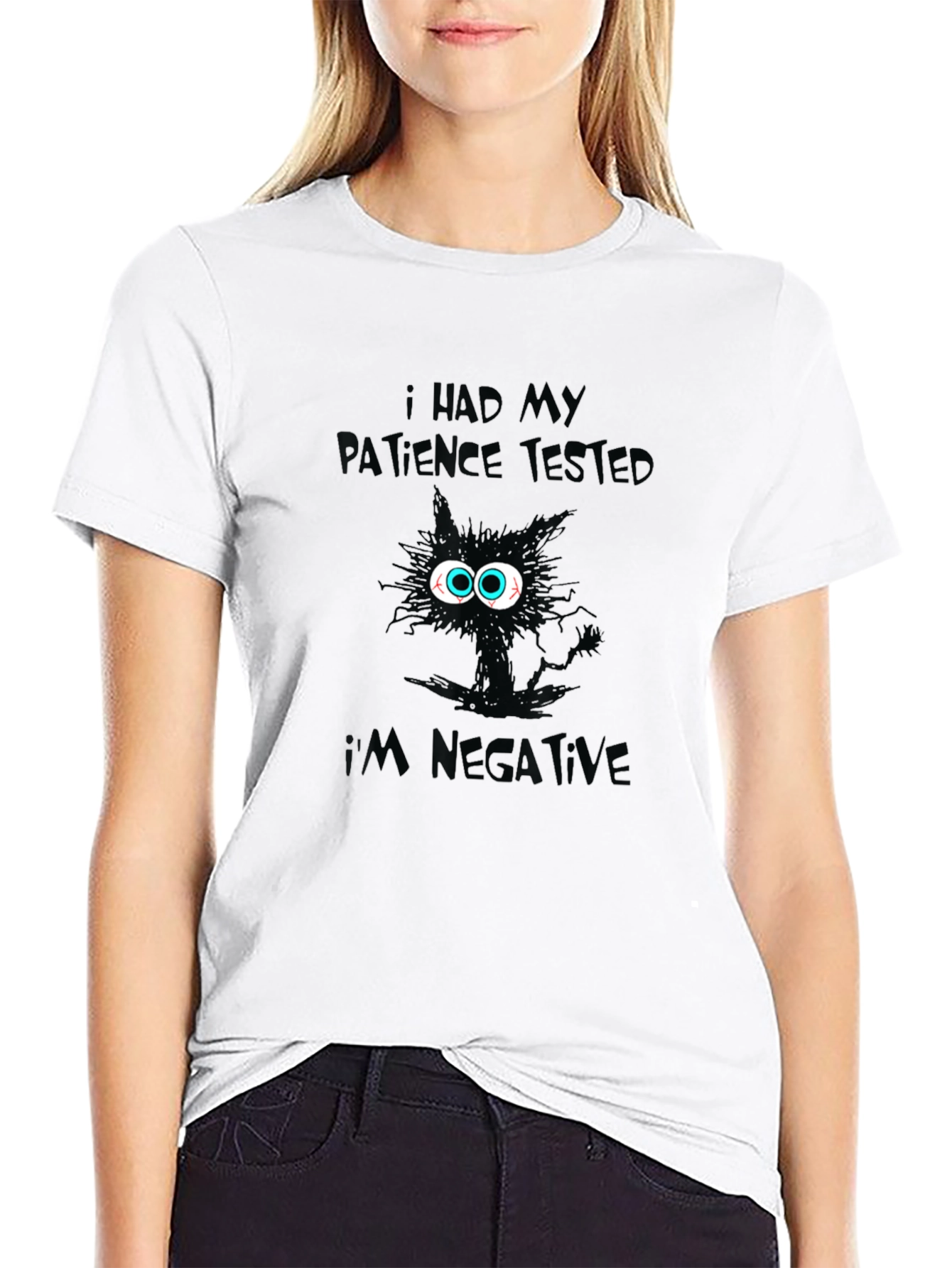 Patience Tested Negative Black Cat T-Shirt