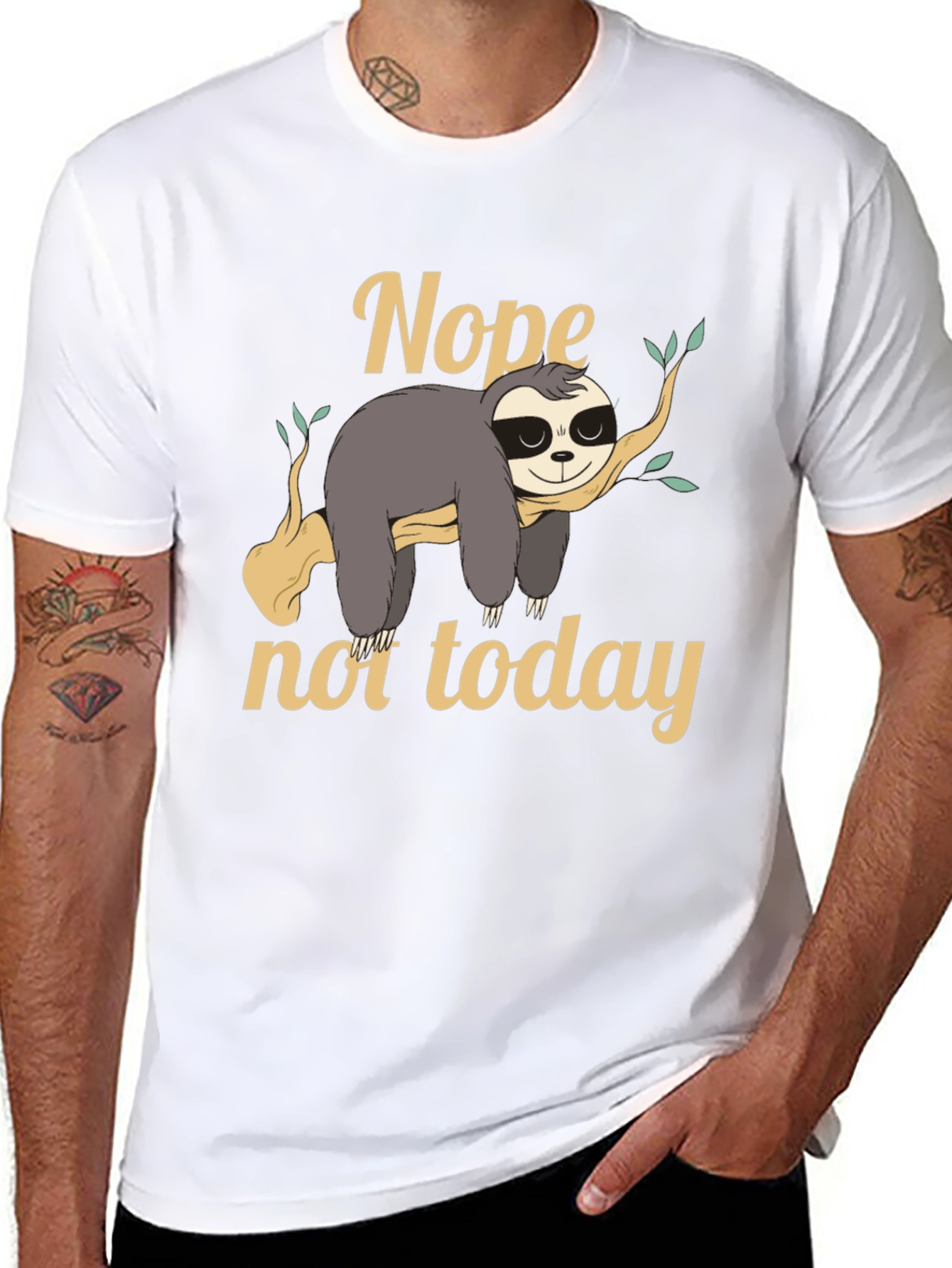 Nope Not Today Sloth Graphic Tee - Black